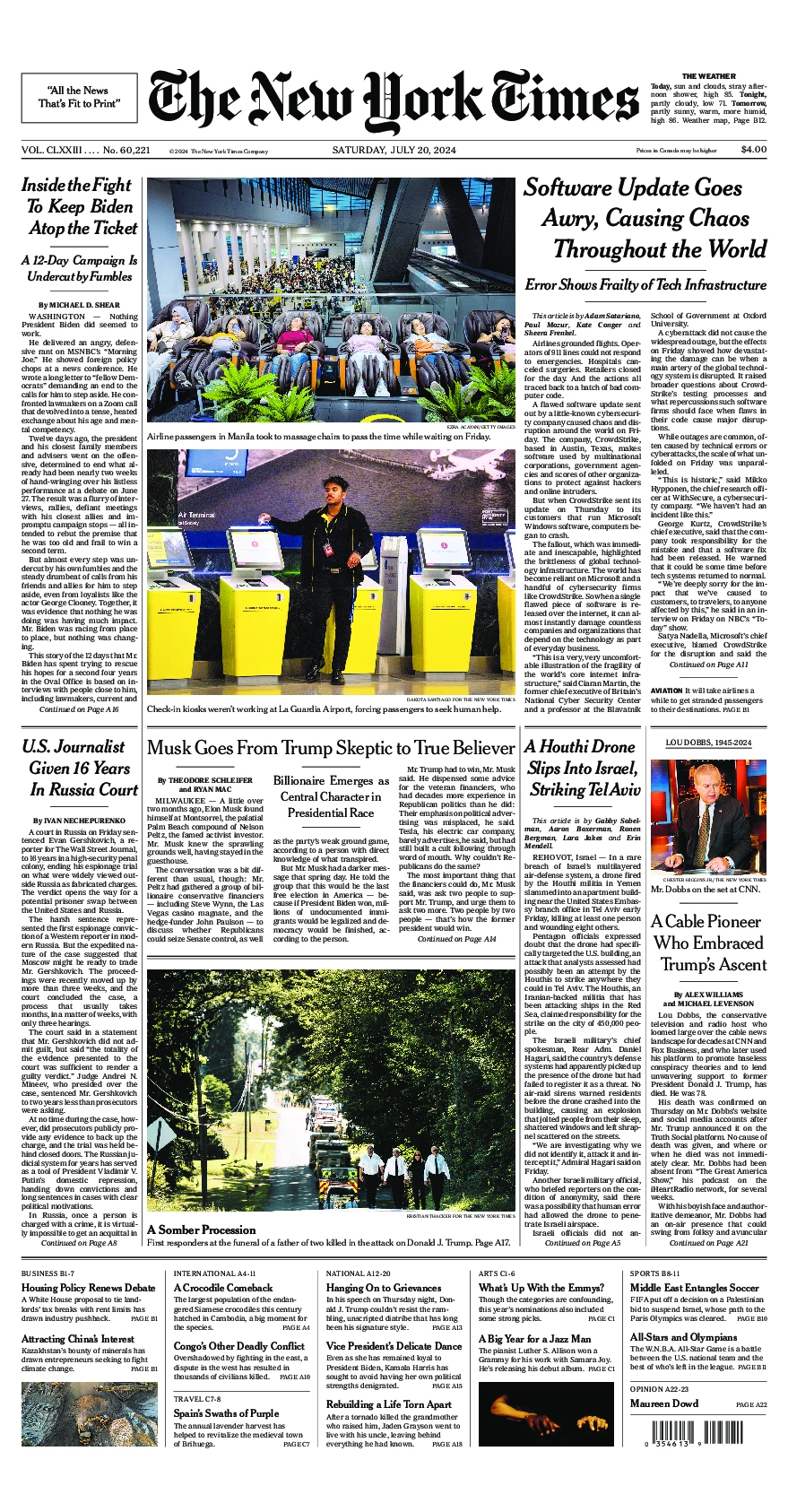 Prima-pagina-del-New-York-Times-edizione-di-oggi-2024-07-20