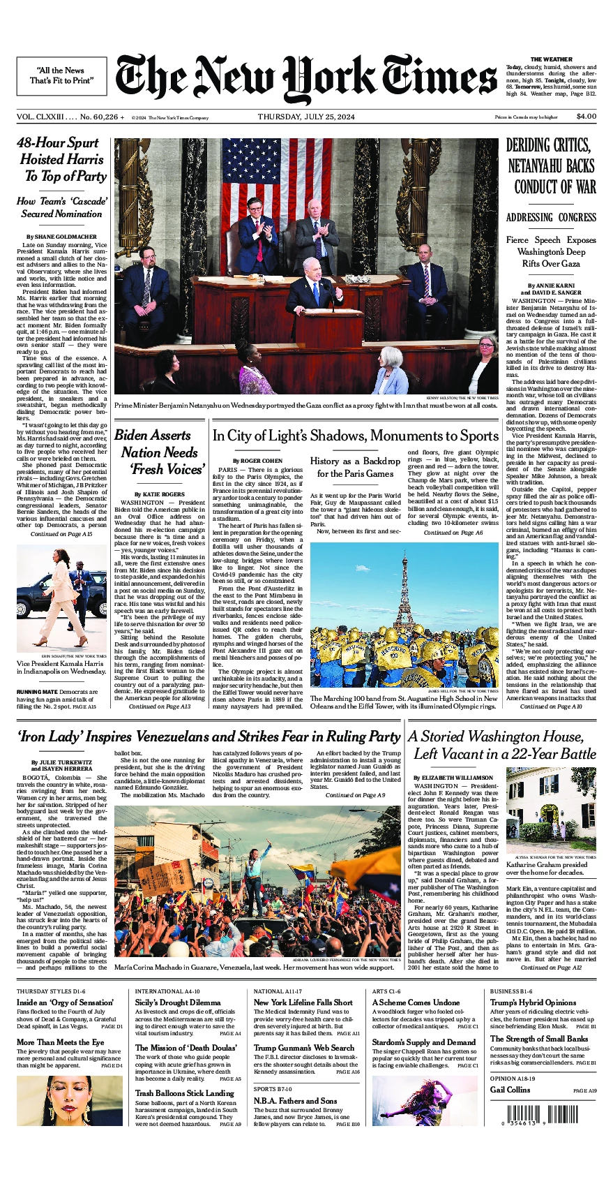 Prima-pagina-del-New-York-Times-edizione-di-oggi-2024-07-25