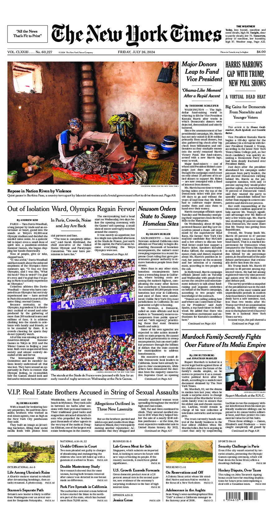 Prima-pagina-del-New-York-Times-edizione-di-oggi-2024-07-26