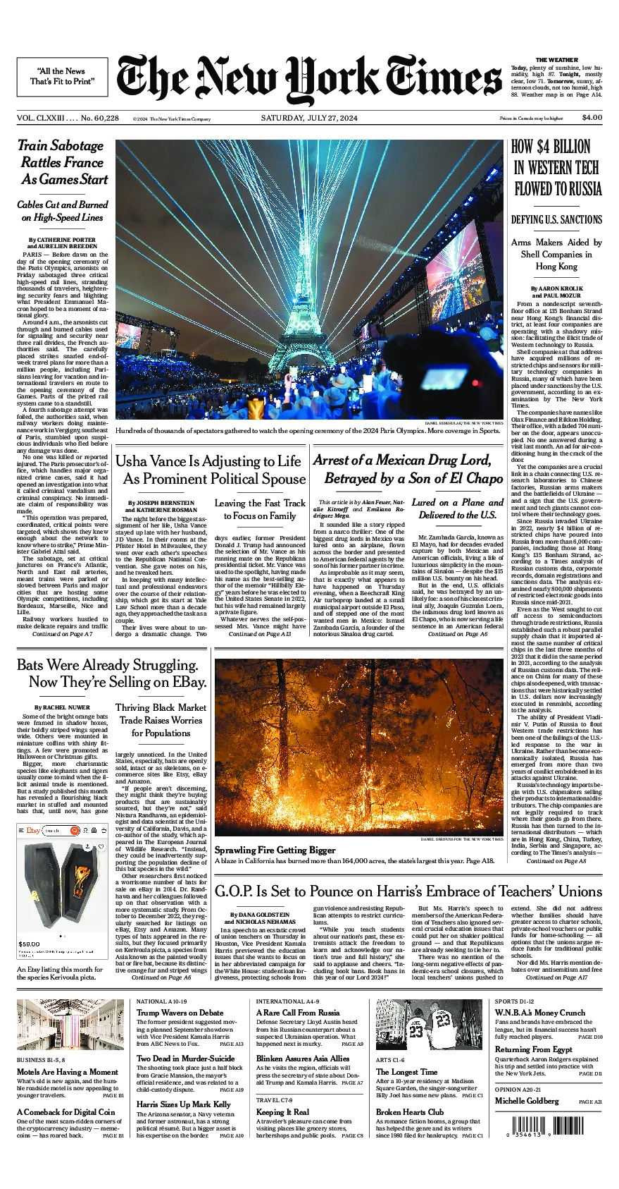 Prima-pagina-del-New-York-Times-edizione-di-oggi-2024-07-27