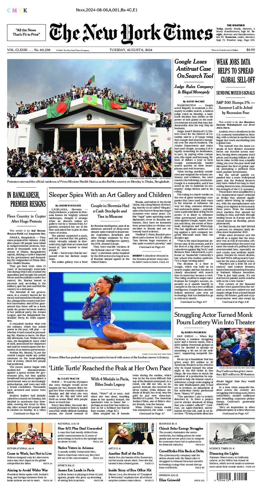 Prima-pagina-del-New-York-Times-edizione-di-oggi-2024-08-06