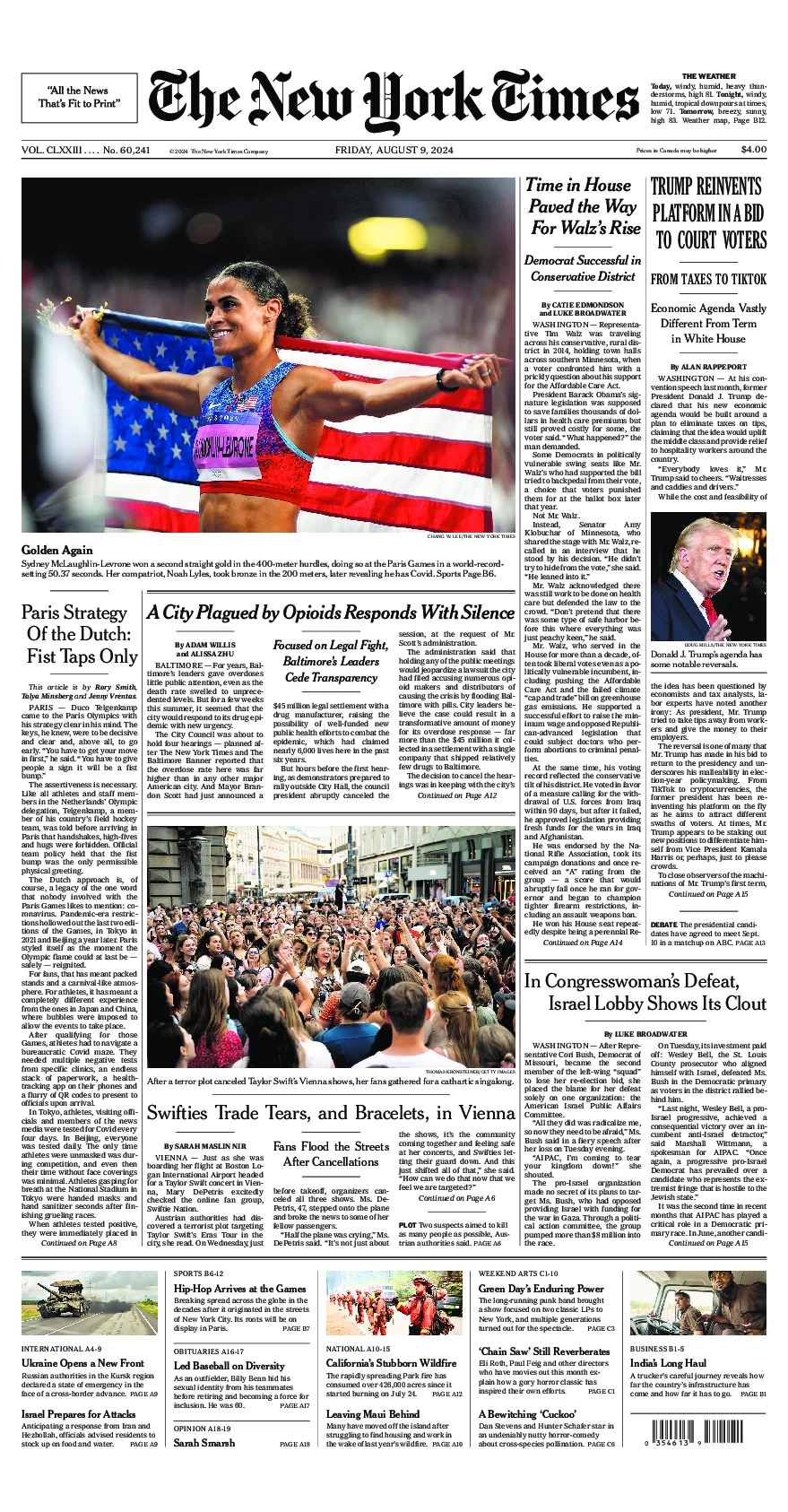 Prima-pagina-del-New-York-Times-edizione-di-oggi-2024-08-09