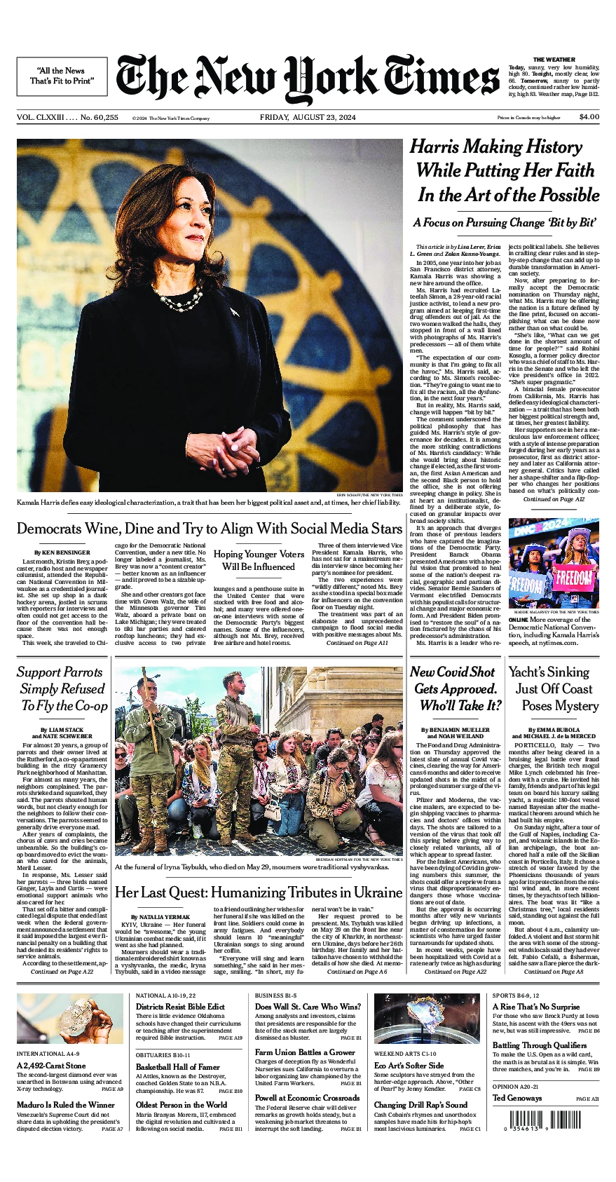 Prima-pagina-del-New-York-Times-edizione-di-oggi-2024-08-23