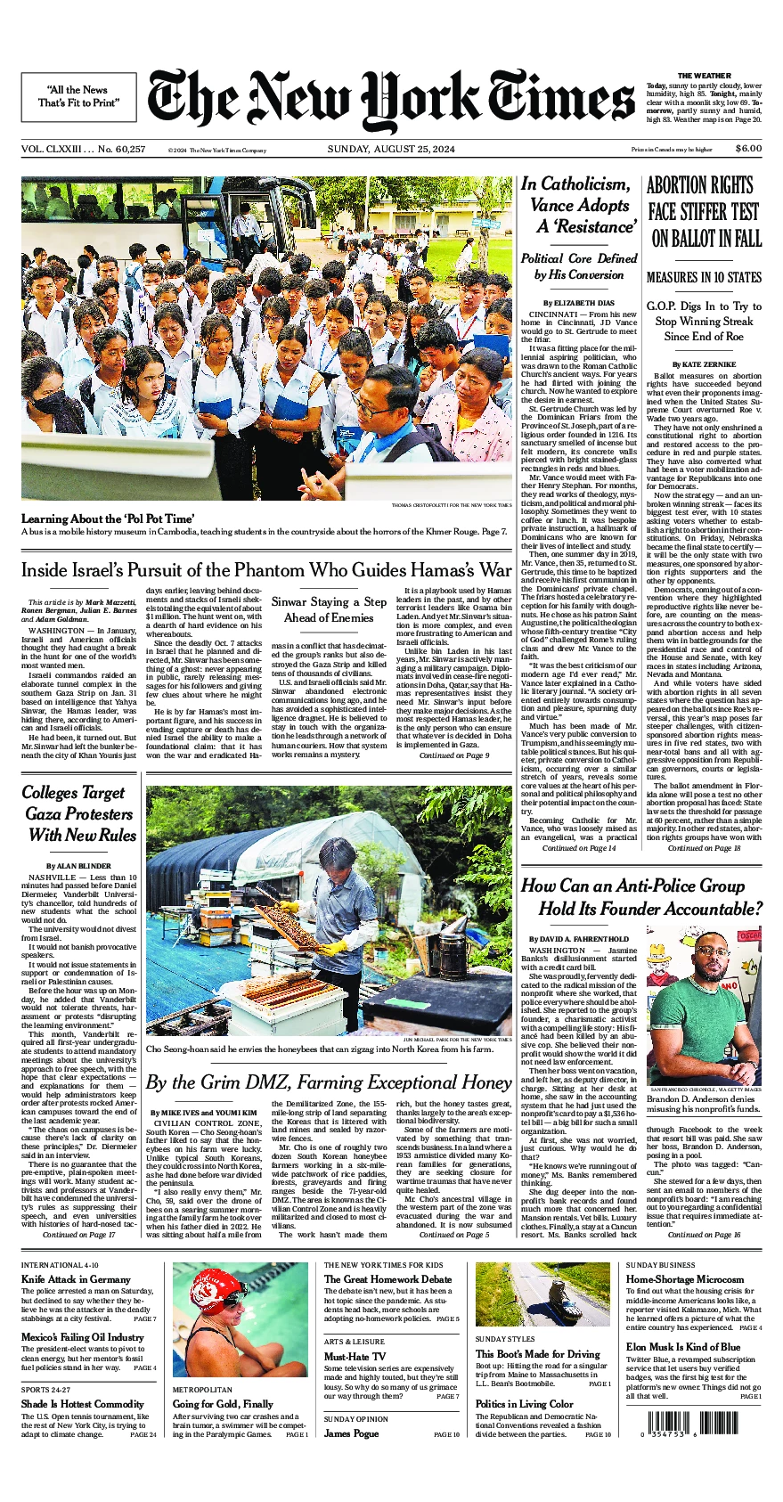 Prima-pagina-del-New-York-Times-edizione-di-oggi-2024-08-25