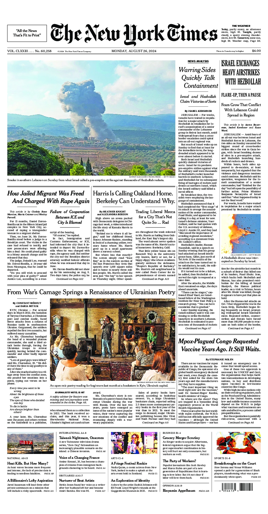 Prima-pagina-del-New-York-Times-edizione-di-oggi-2024-08-26