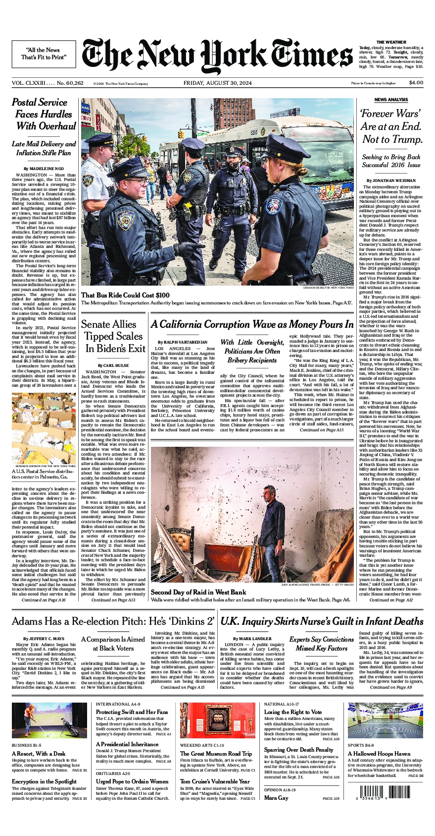 Prima-pagina-del-New-York-Times-edizione-di-oggi-2024-08-30