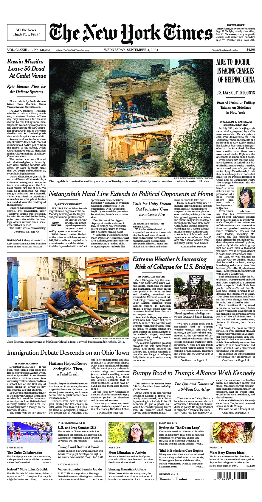 Prima-pagina-del-New-York-Times-edizione-di-oggi-2024-09-04