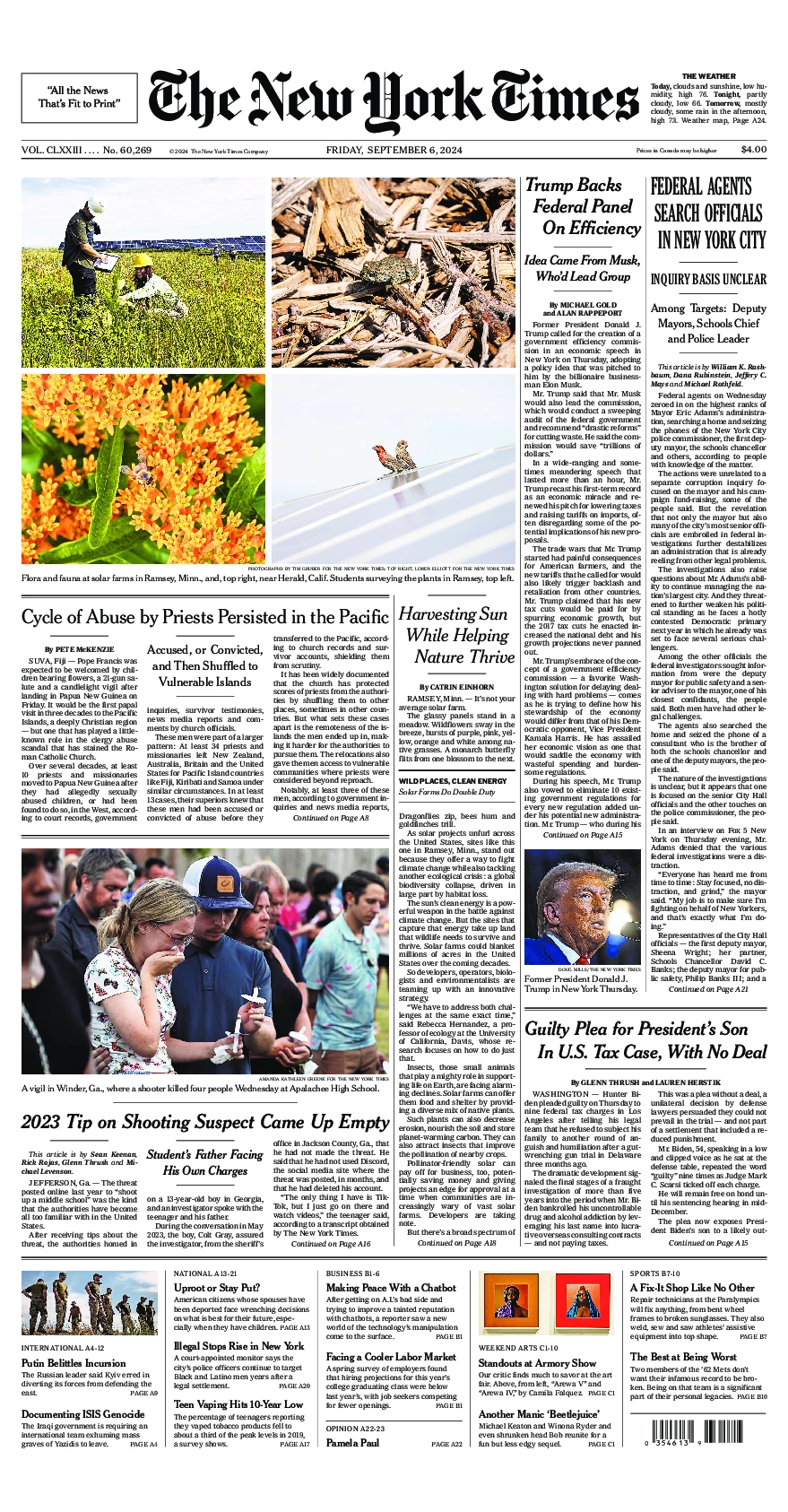 Prima-pagina-del-New-York-Times-edizione-di-oggi-2024-09-06