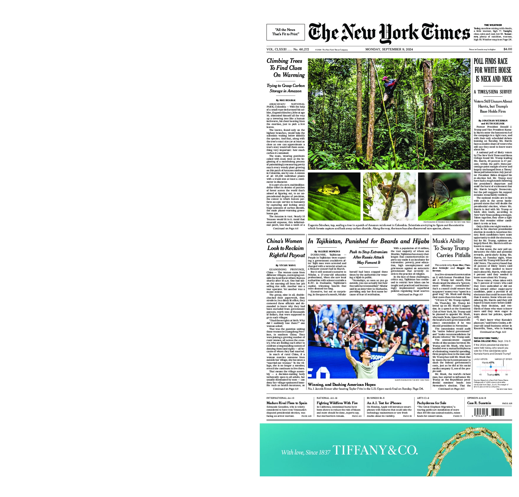 Prima-pagina-del-New-York-Times-edizione-di-oggi-2024-09-09