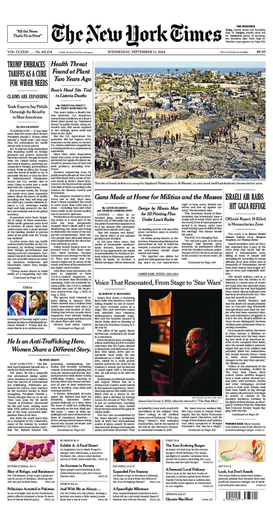 Prima-pagina-del-New-York-Times-edizione-di-oggi-2024-09-11