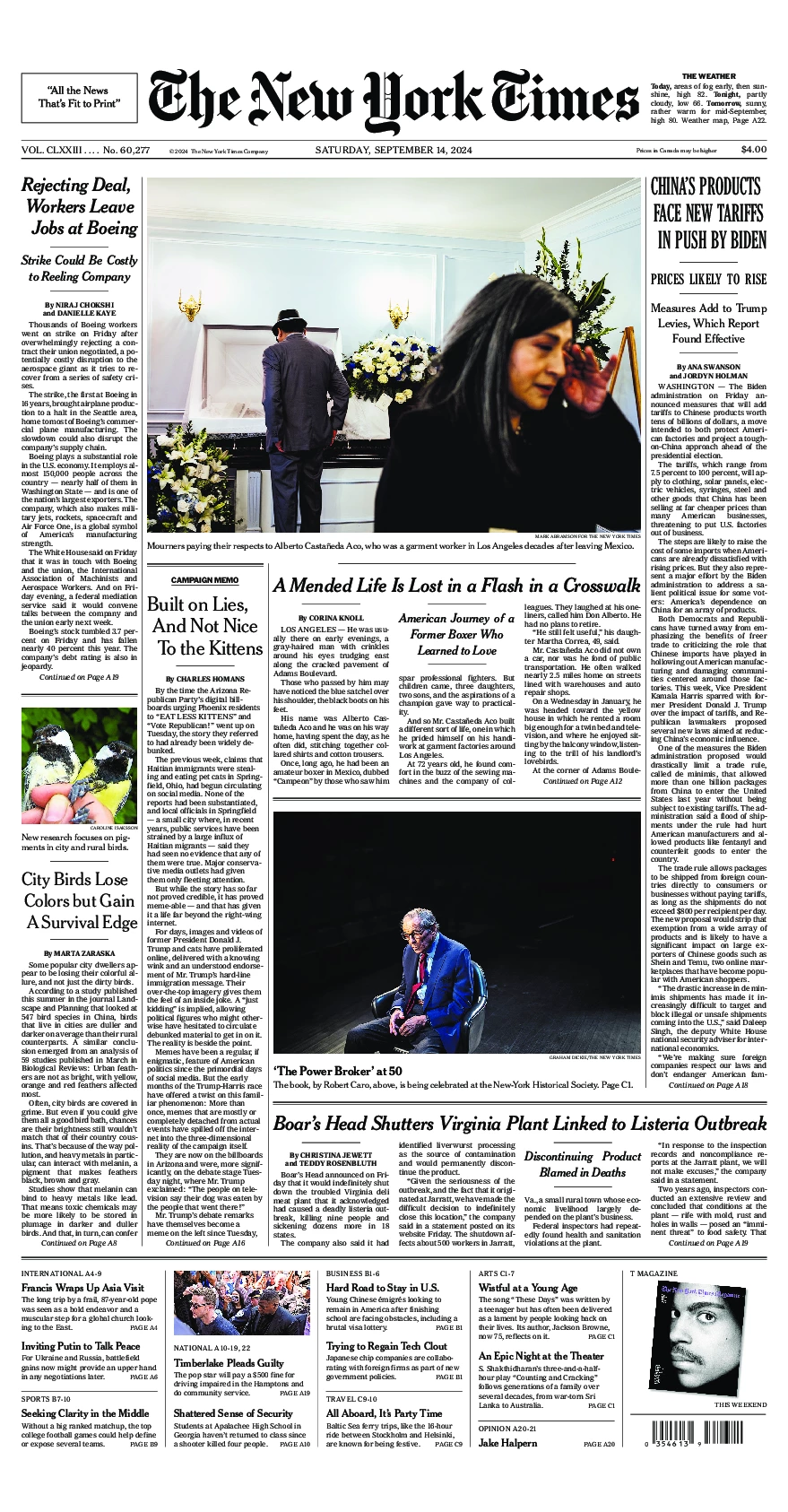 Prima-pagina-del-New-York-Times-edizione-di-oggi-2024-09-14