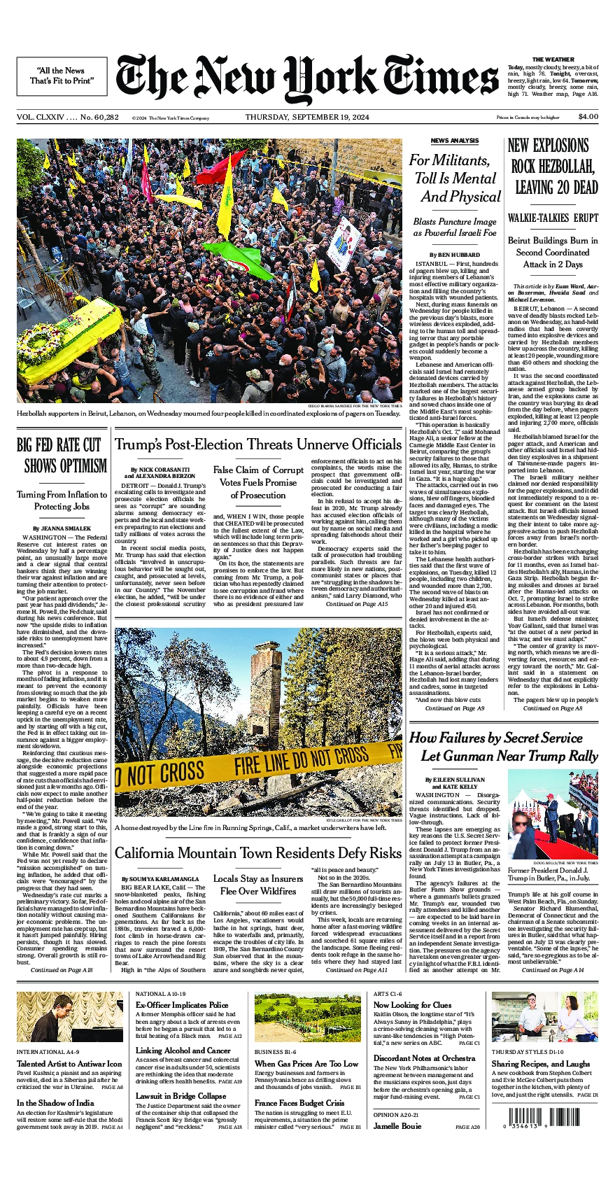 Prima-pagina-del-New-York-Times-edizione-di-oggi-2024-09-19