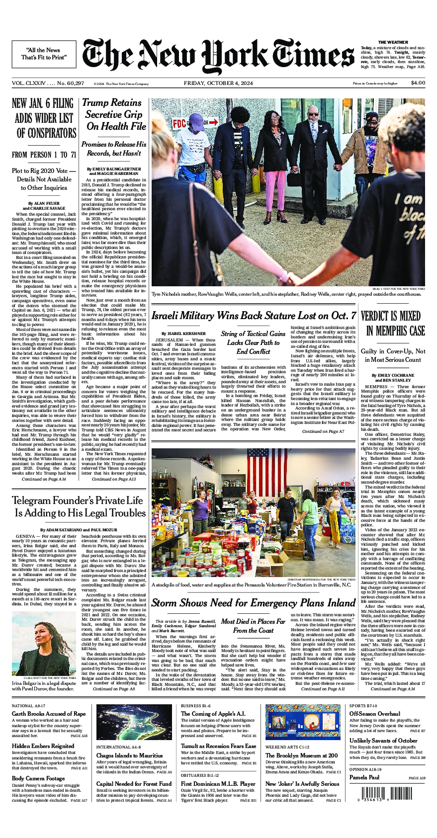 Prima-pagina-del-New-York-Times-edizione-di-oggi-2024-10-04