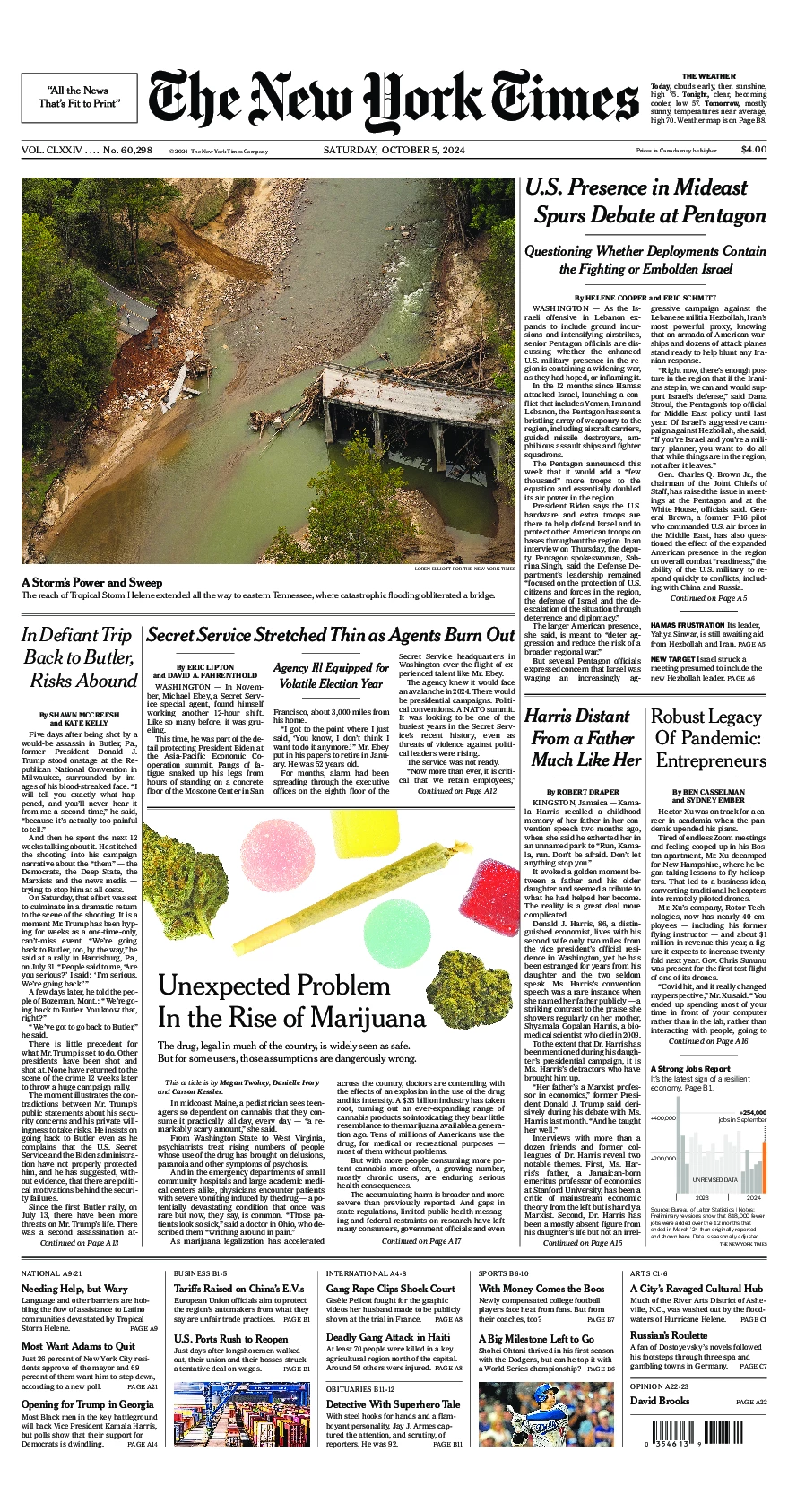 Prima-pagina-del-New-York-Times-edizione-di-oggi-2024-10-05