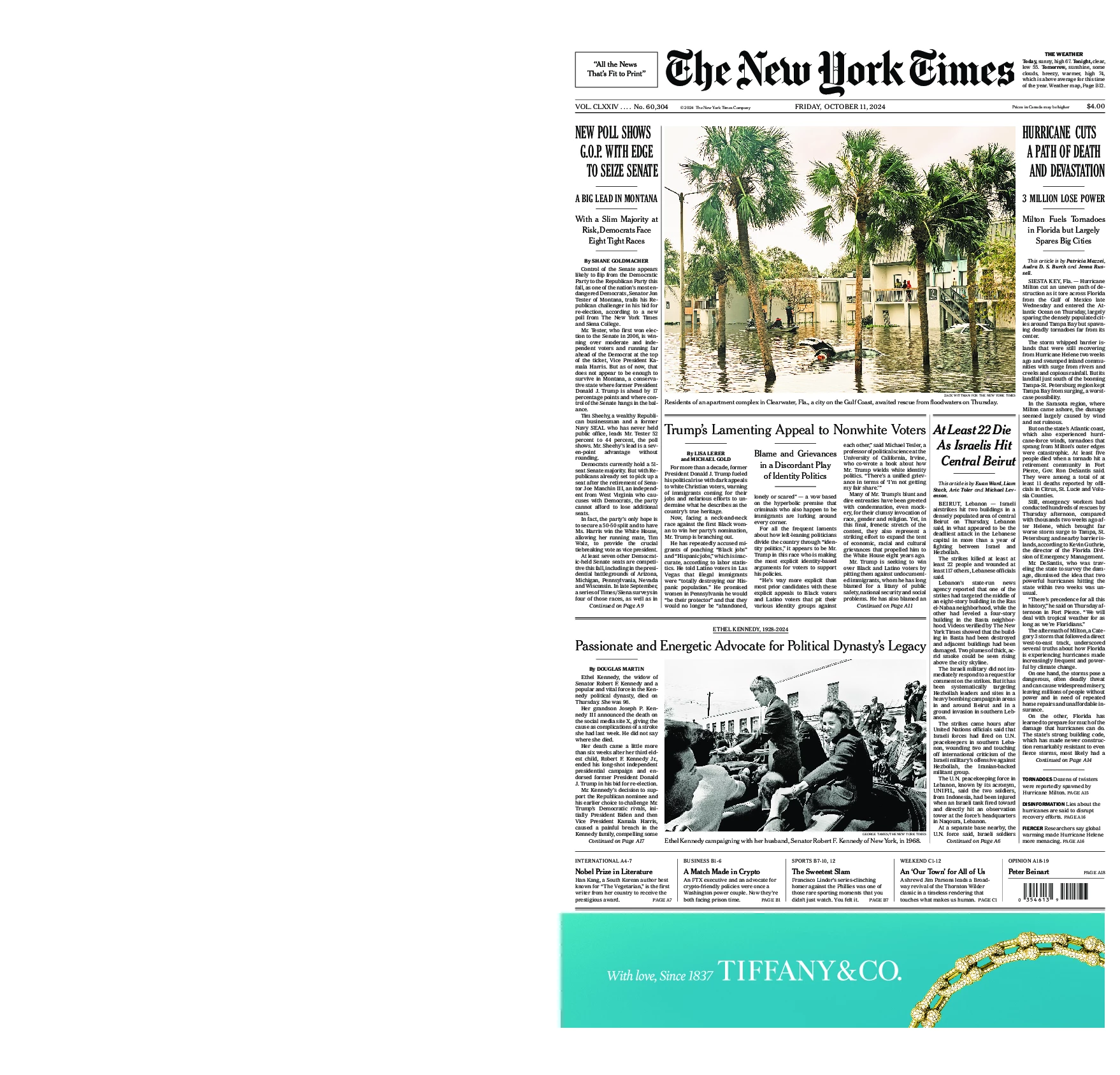 Prima-pagina-del-New-York-Times-edizione-di-oggi-2024-10-11