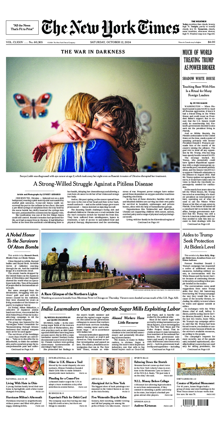 Prima-pagina-del-New-York-Times-edizione-di-oggi-2024-10-12