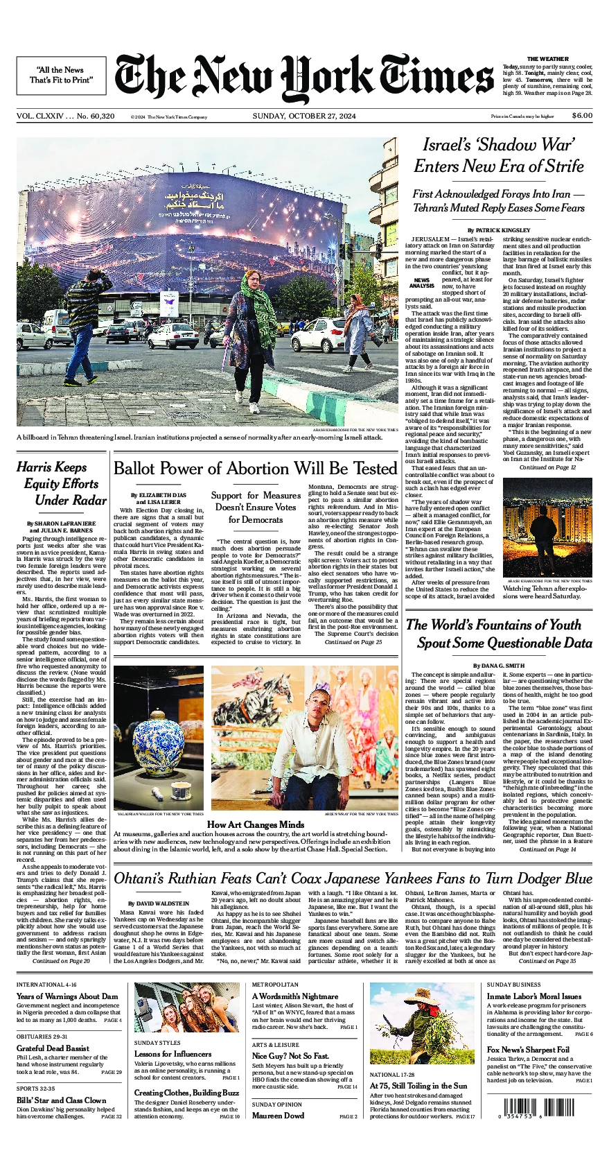 Prima-pagina-del-New-York-Times-edizione-di-oggi-2024-10-27