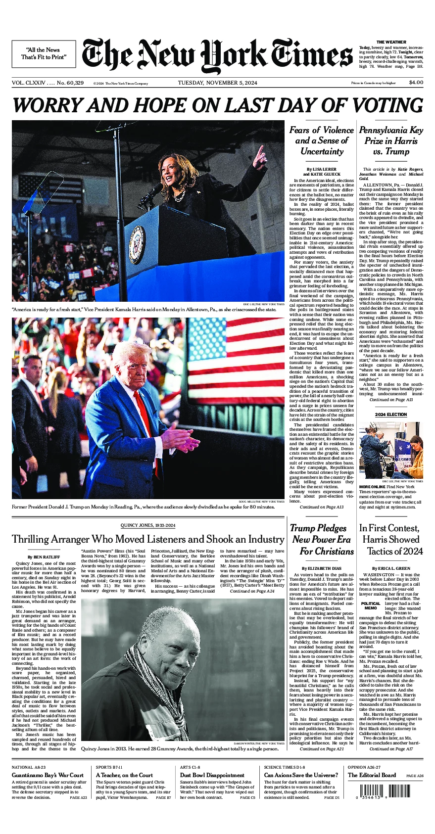 Prima-pagina-del-New-York-Times-edizione-di-oggi-2024-11-05