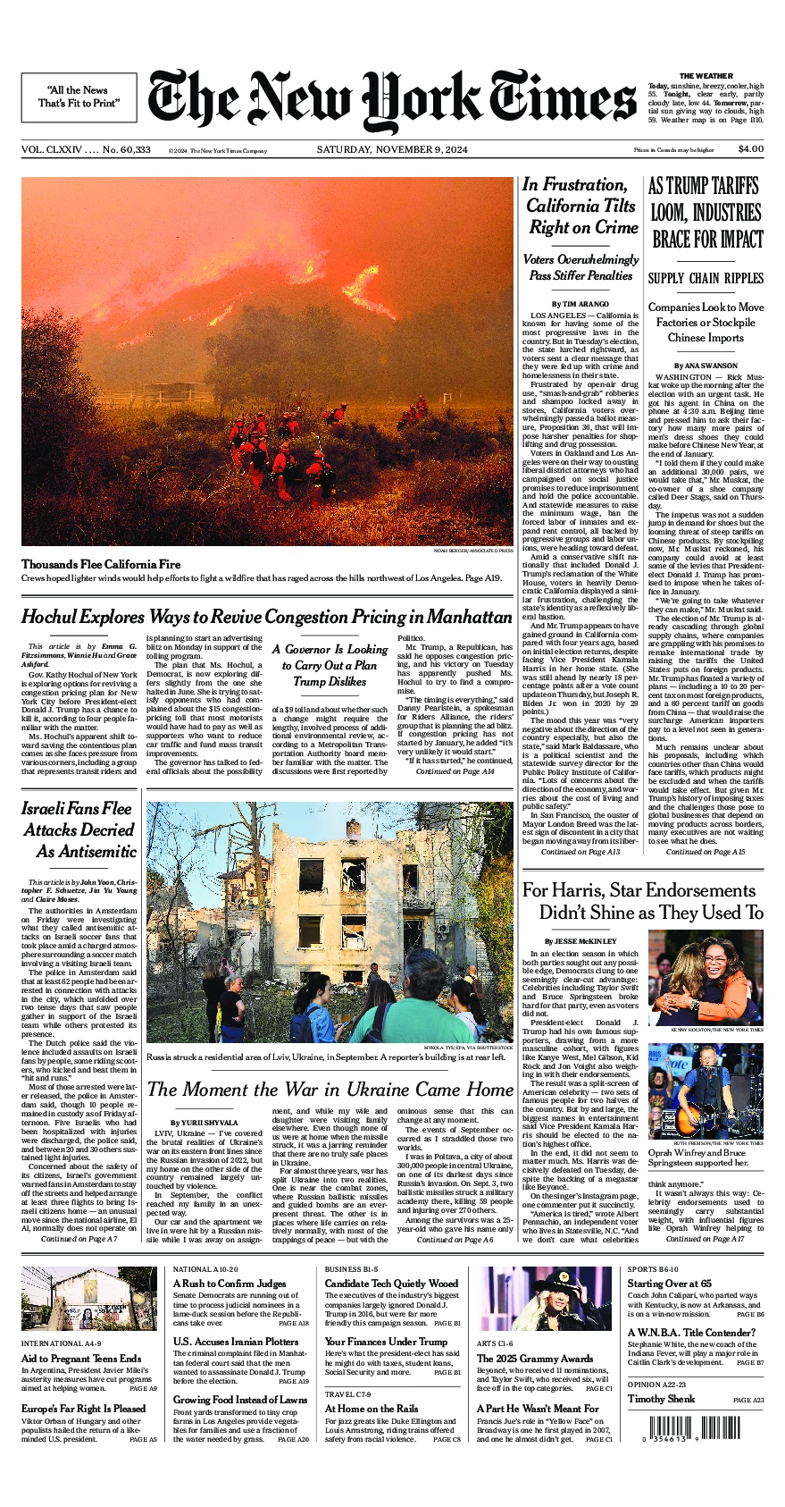 Prima-pagina-del-New-York-Times-edizione-di-oggi-2024-11-09