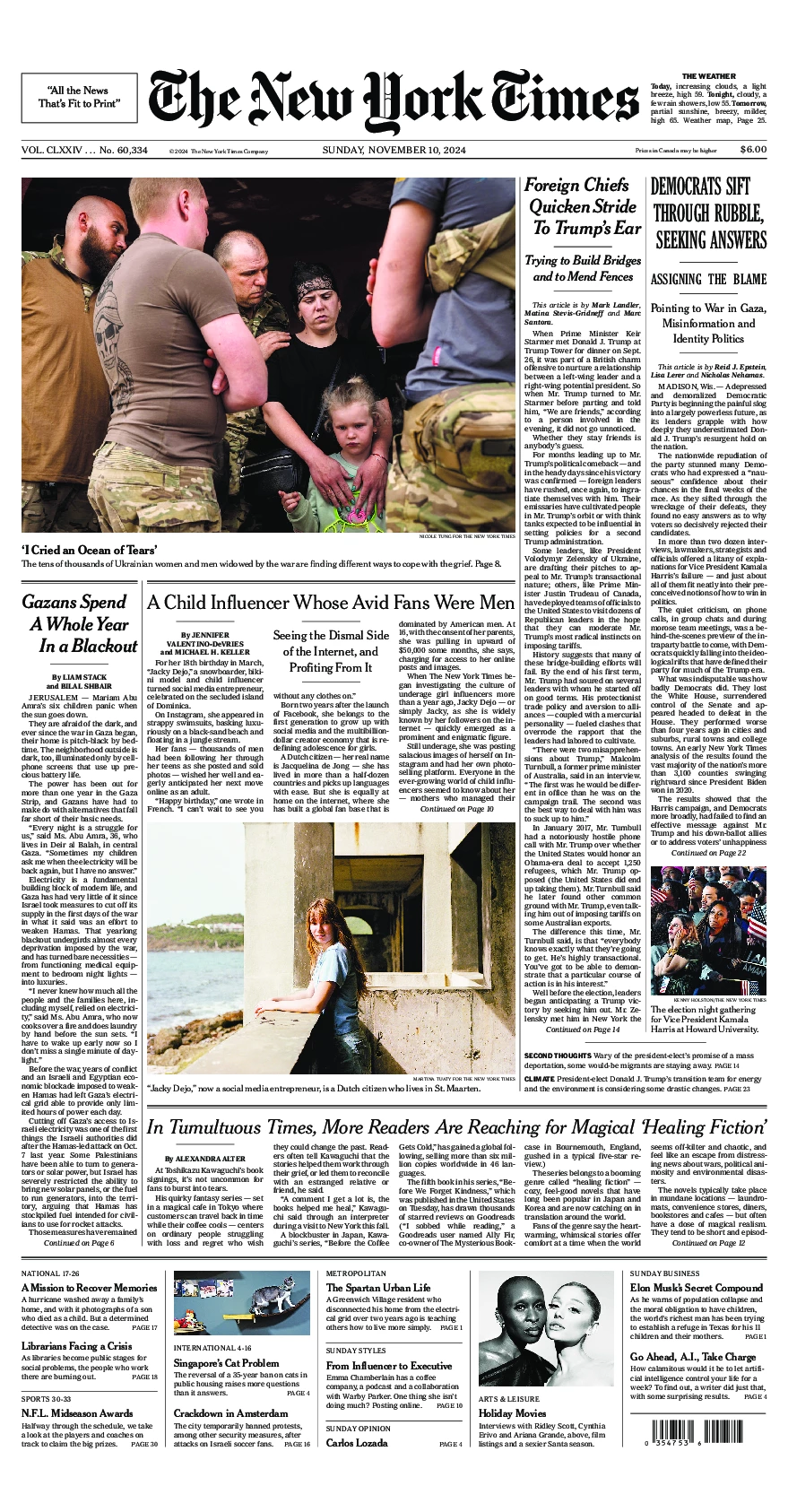 Prima-pagina-del-New-York-Times-edizione-di-oggi-2024-11-10