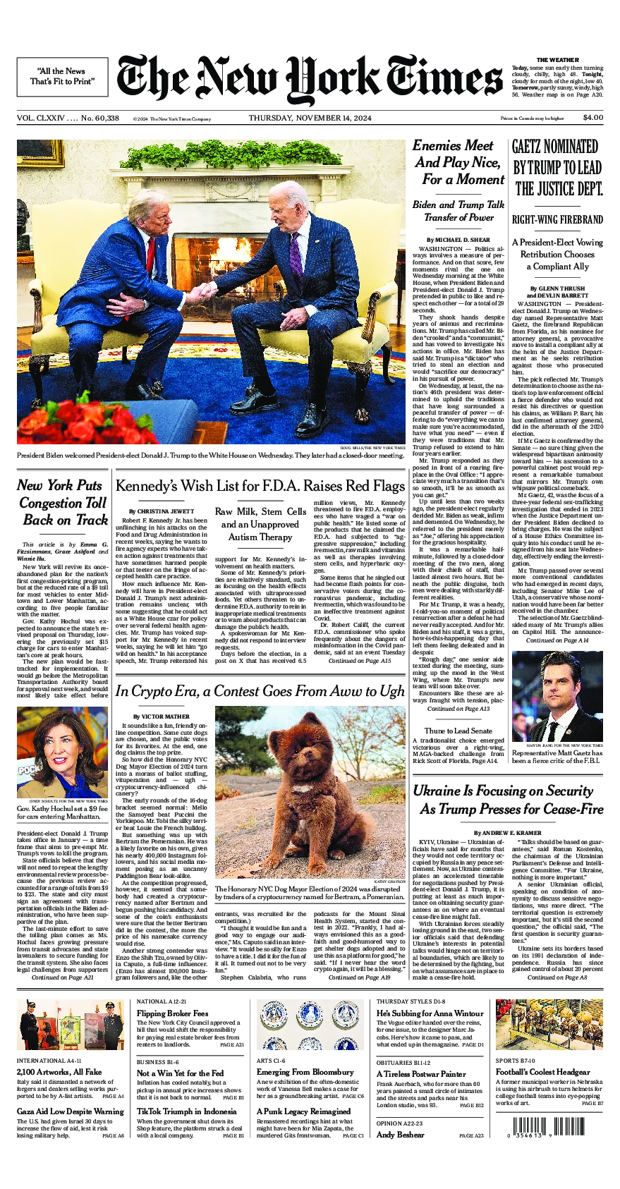 Prima-pagina-del-New-York-Times-edizione-di-oggi-2024-11-14