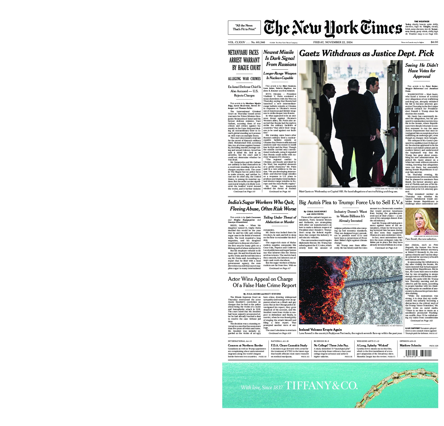 Prima-pagina-del-New-York-Times-edizione-di-oggi-2024-11-22