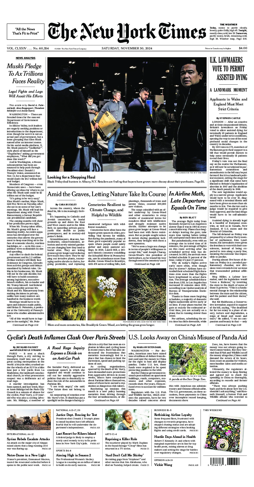 Prima-pagina-del-New-York-Times-edizione-di-oggi-2024-11-30