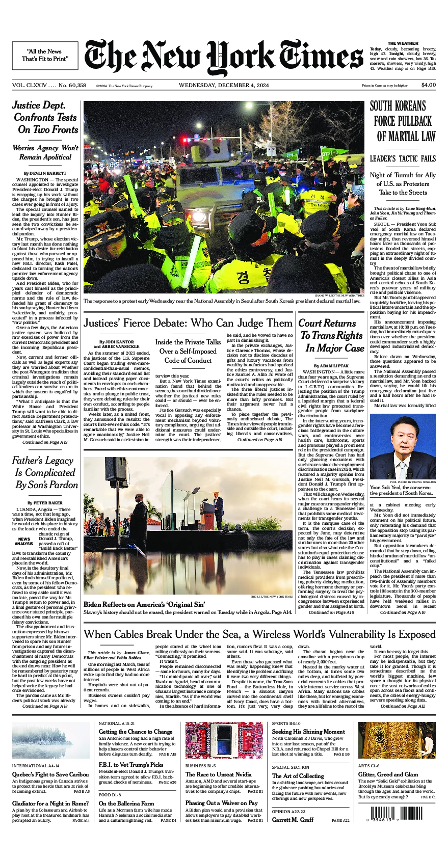 Prima-pagina-del-New-York-Times-edizione-di-oggi-2024-12-04