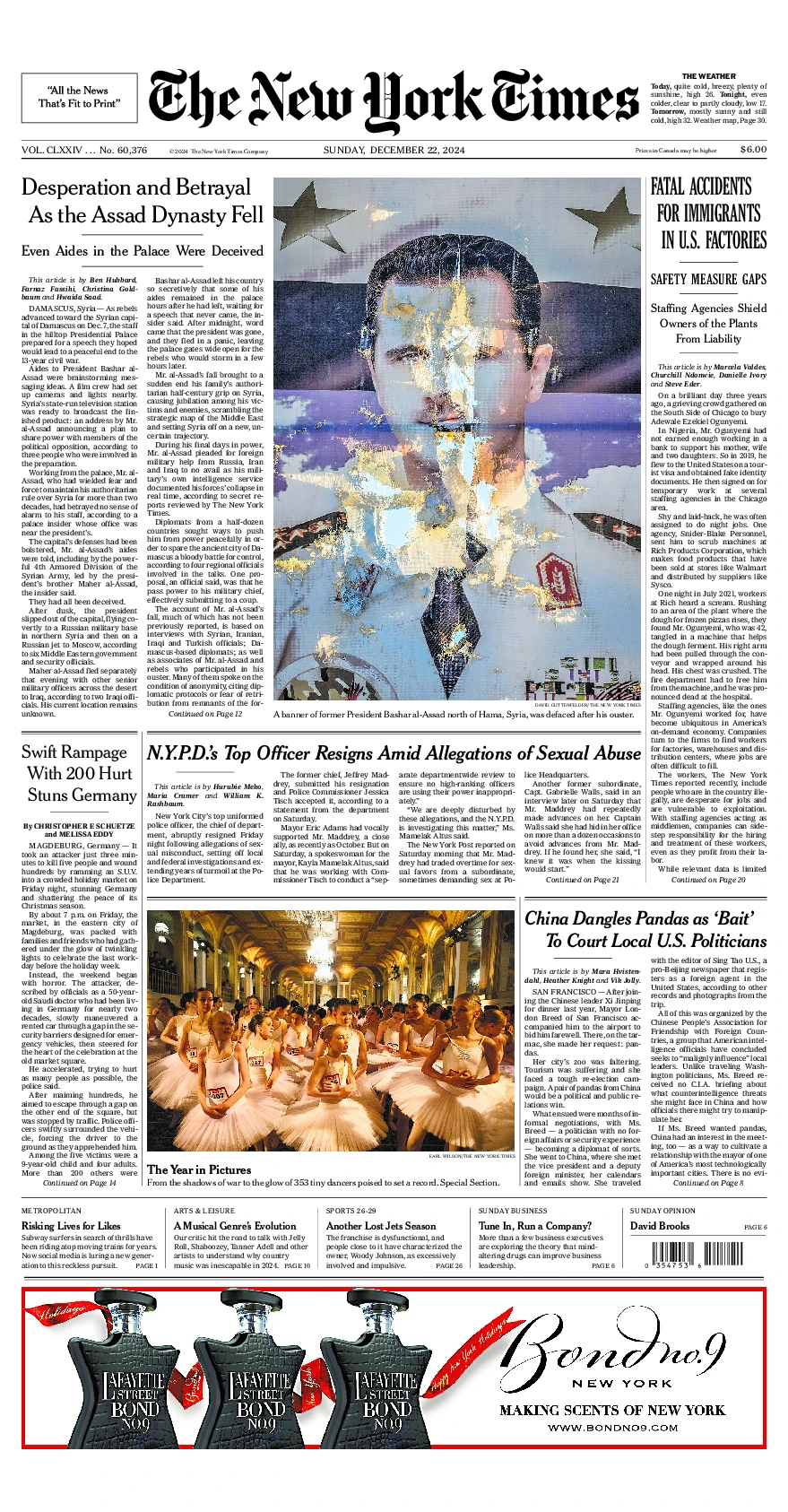 Prima-pagina-del-New-York-Times-edizione-di-oggi-2024-12-22