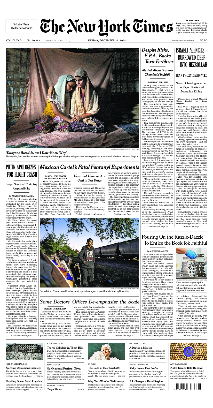 Prima-pagina-del-New-York-Times-edizione-di-oggi-2024-12-29