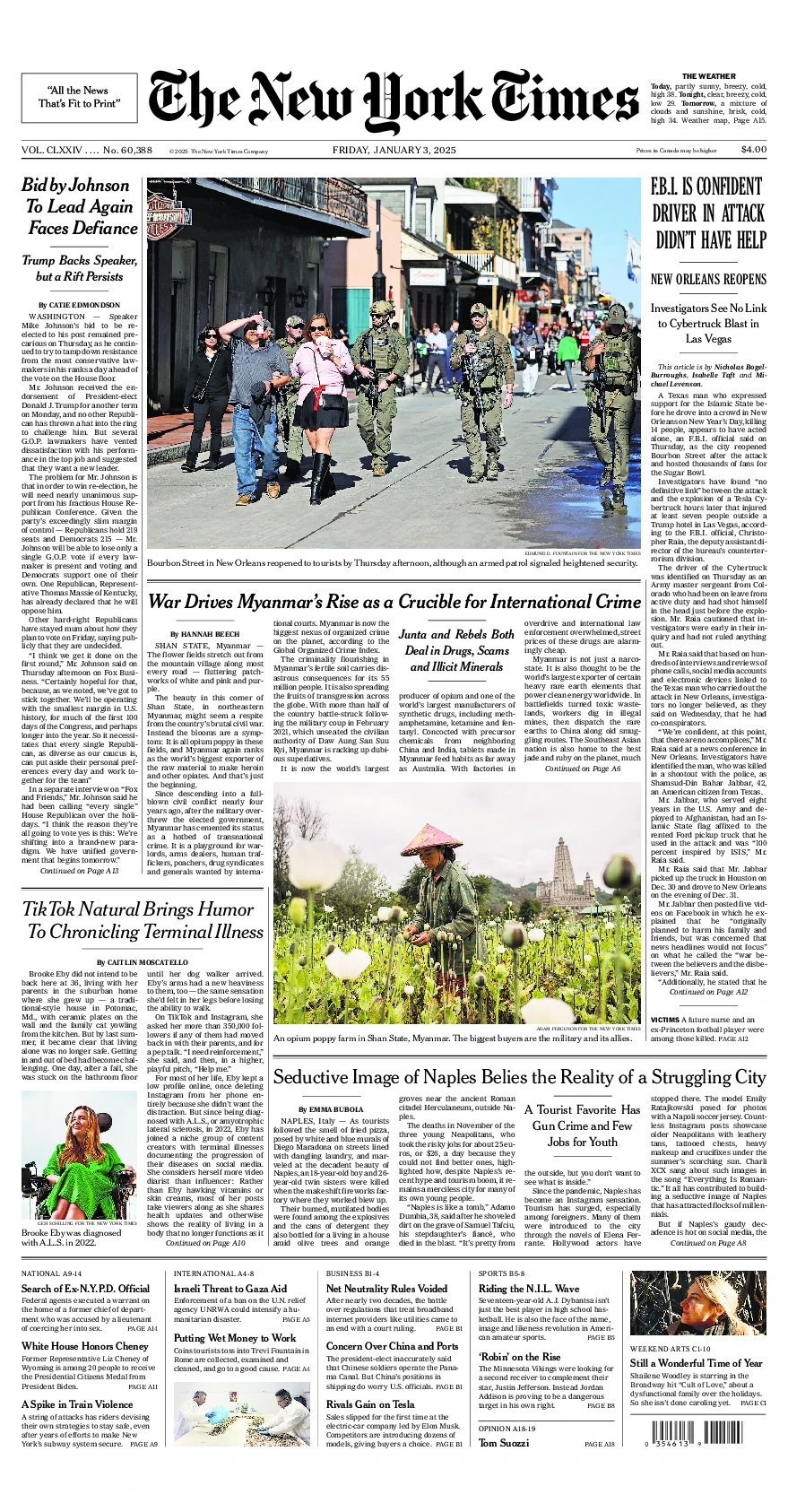 Prima-pagina-del-New-York-Times-edizione-di-oggi-2025-01-03