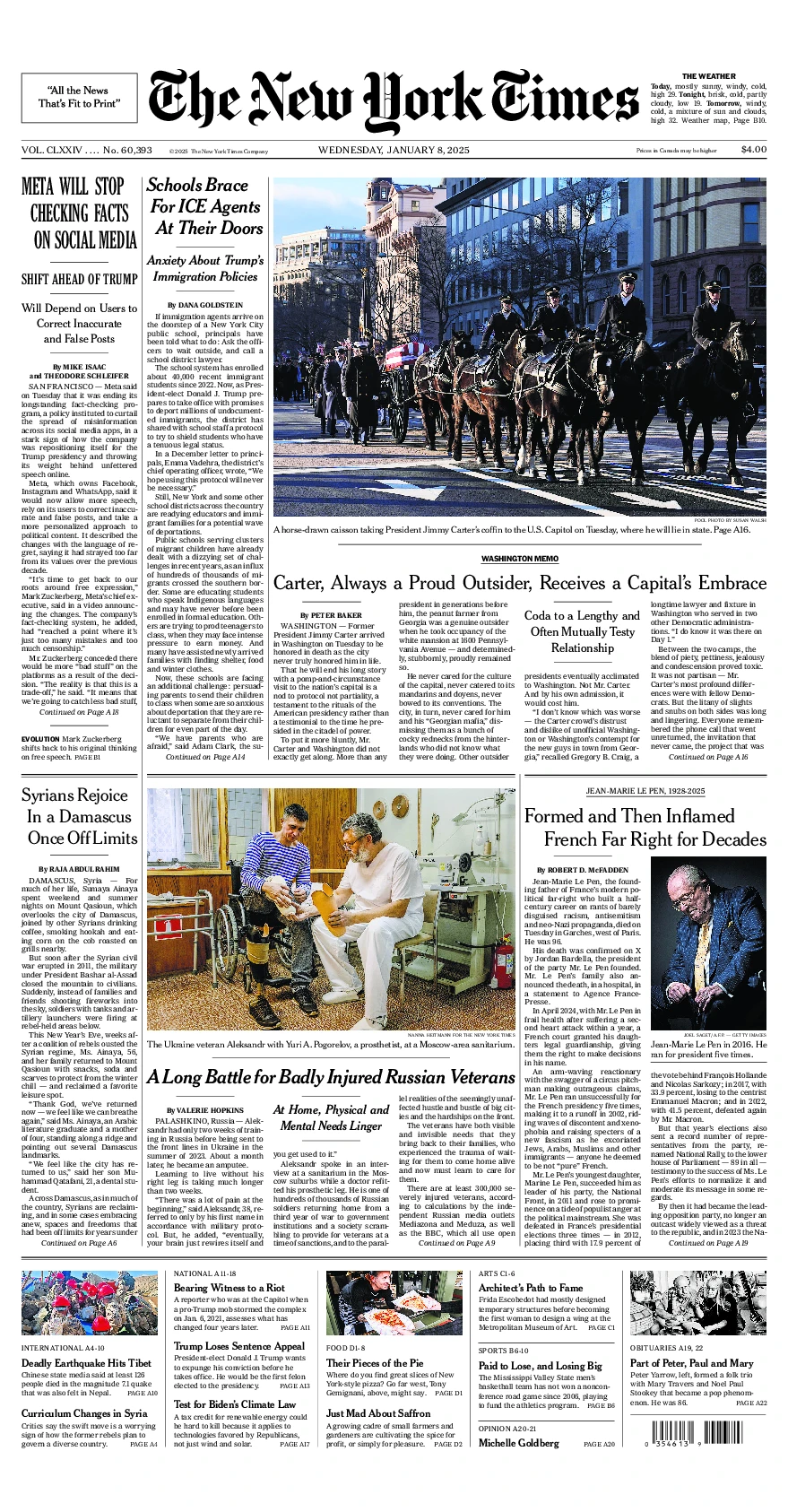 Prima-pagina-del-New-York-Times-edizione-di-oggi-2025-01-08