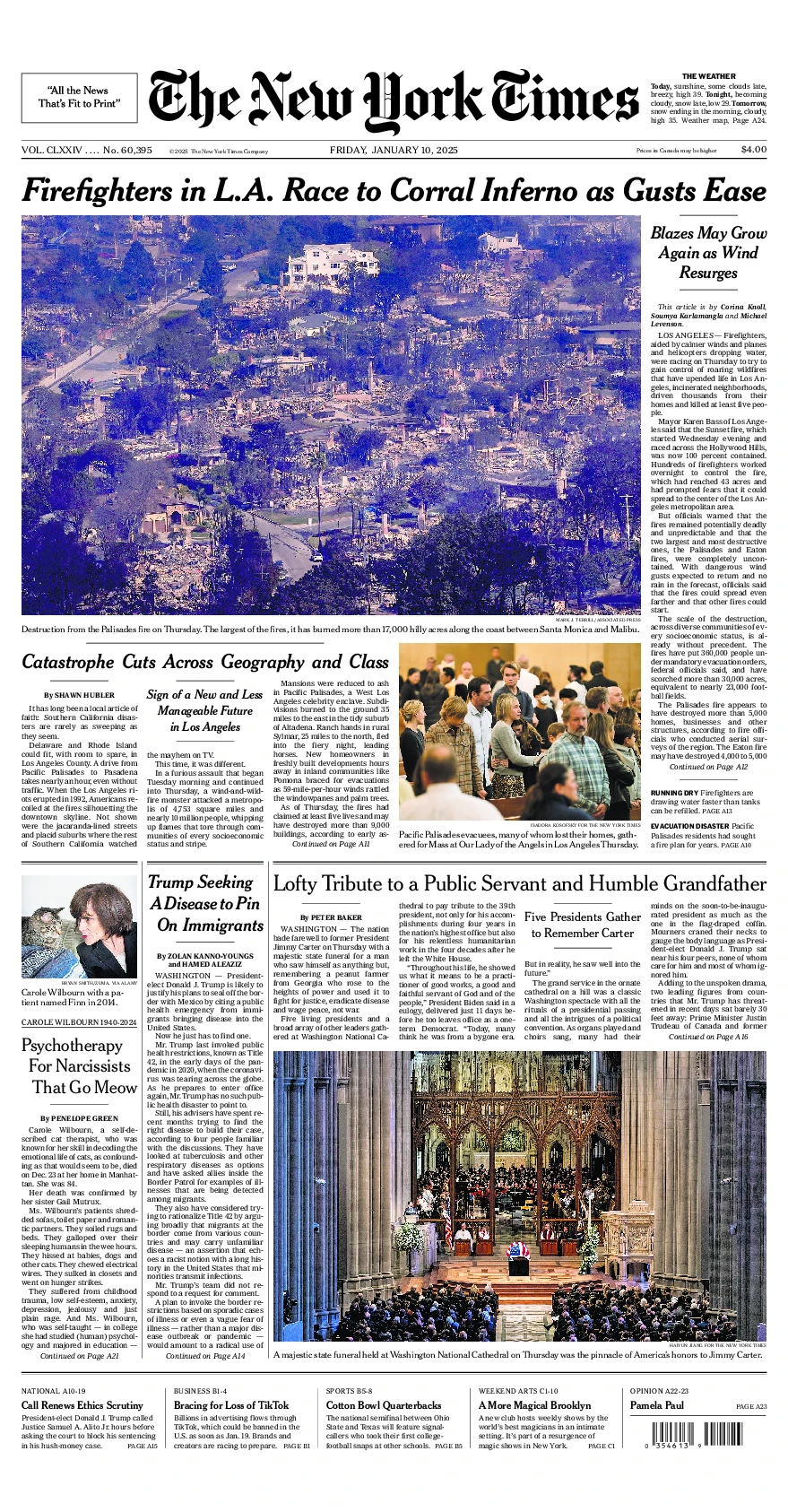 Prima-pagina-del-New-York-Times-edizione-di-oggi-2025-01-10