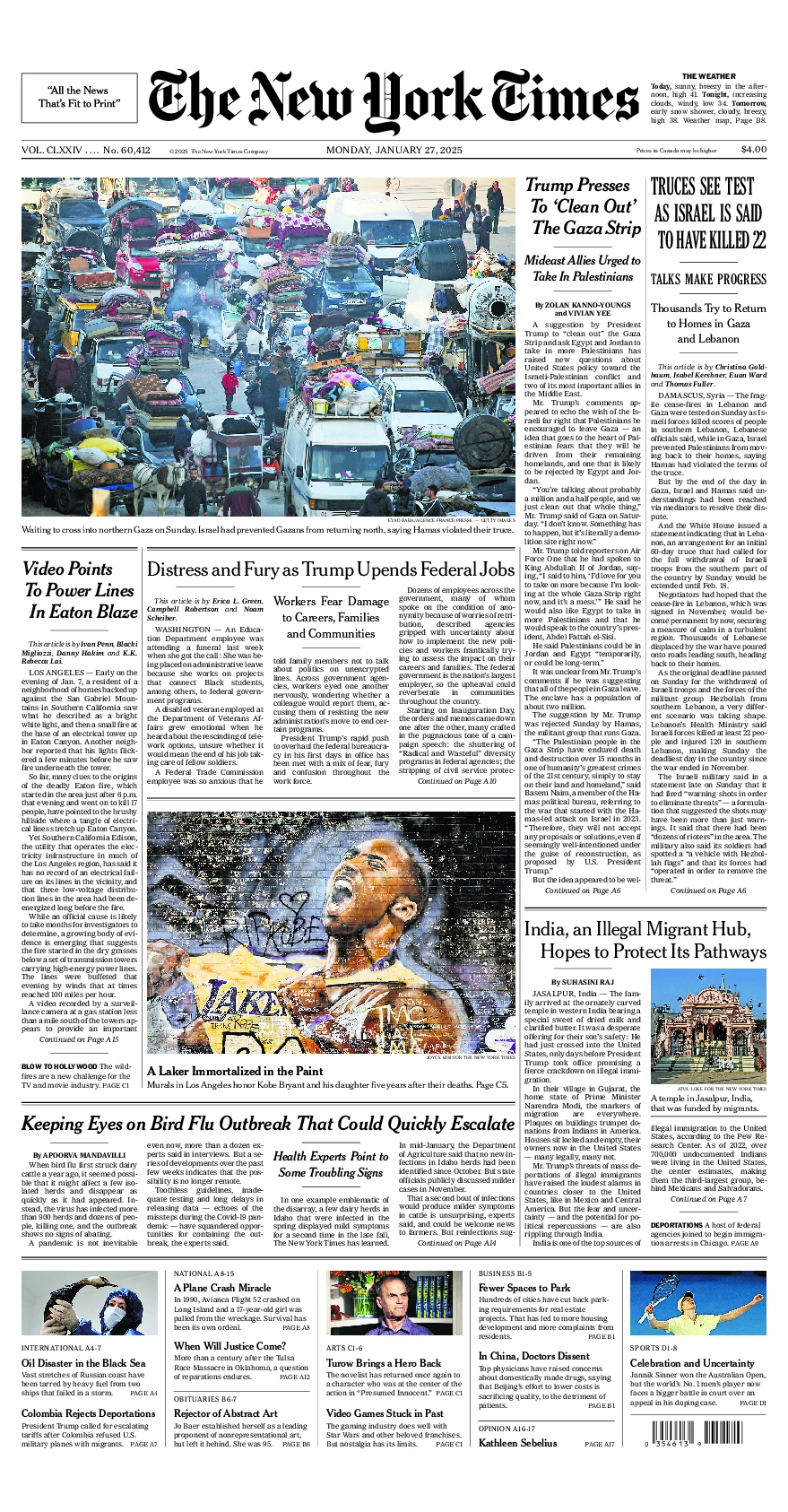 Prima-pagina-del-New-York-Times-edizione-di-oggi-2025-01-27