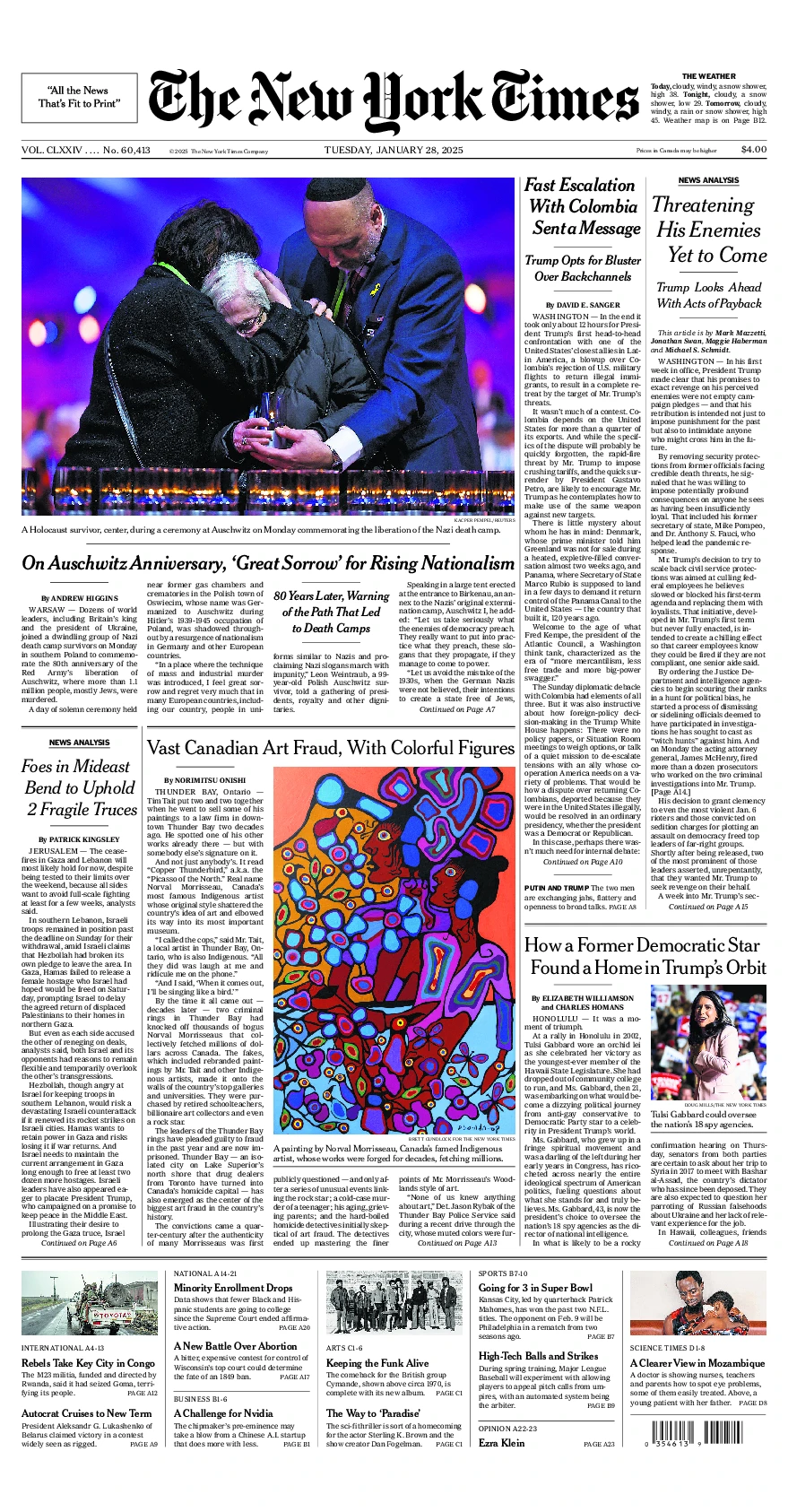 Prima-pagina-del-New-York-Times-edizione-di-oggi-2025-01-28