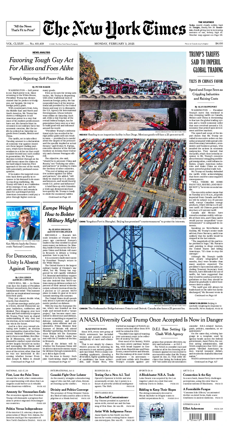 Prima-pagina-del-New-York-Times-edizione-di-oggi-2025-02-03