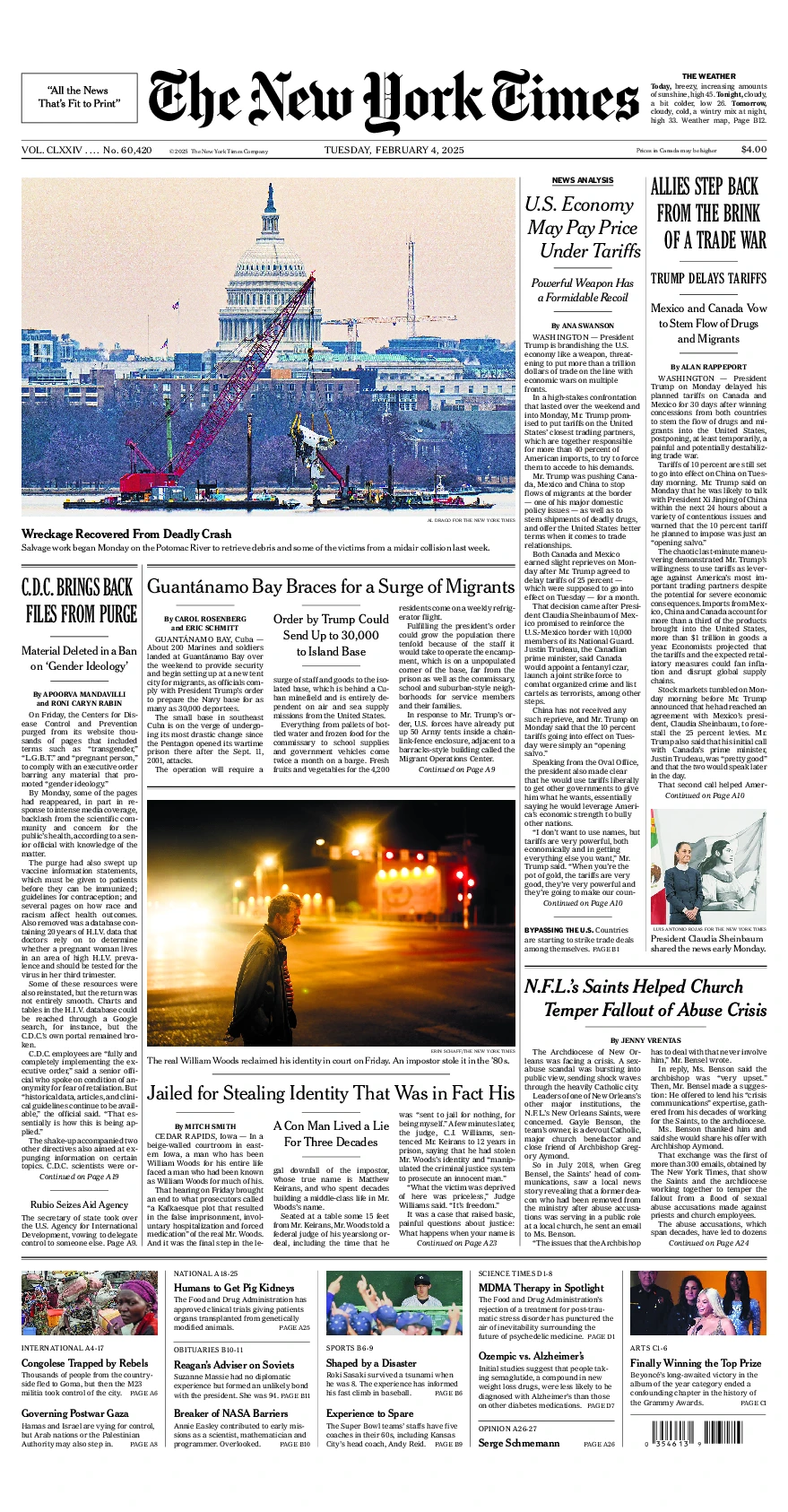 Prima-pagina-del-New-York-Times-edizione-di-oggi-2025-02-04