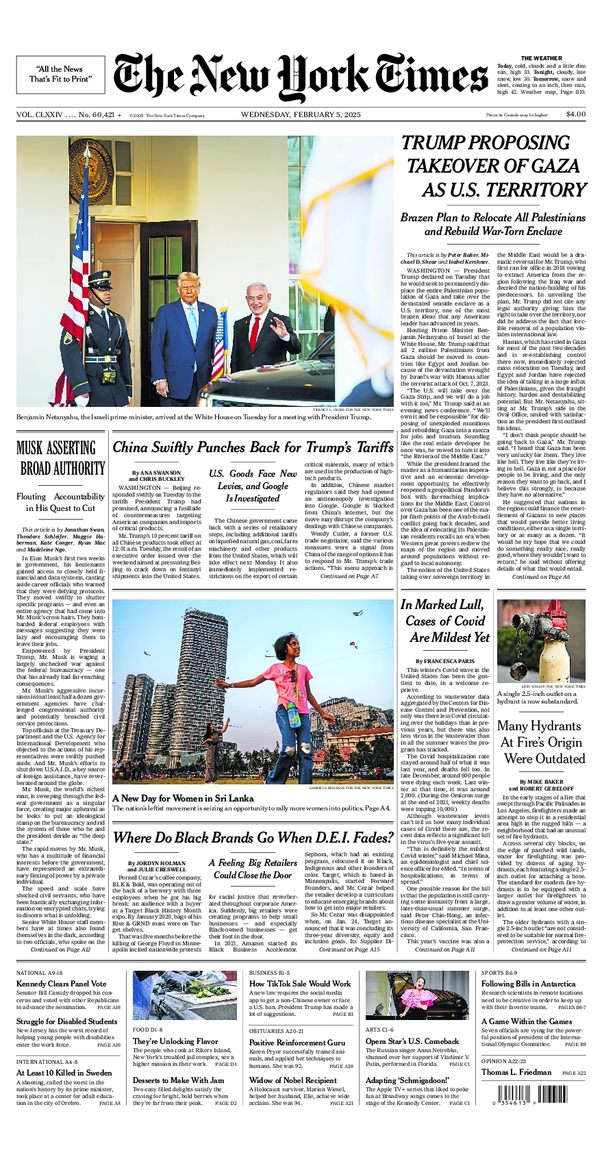 Prima-pagina-del-New-York-Times-edizione-di-oggi-2025-02-05