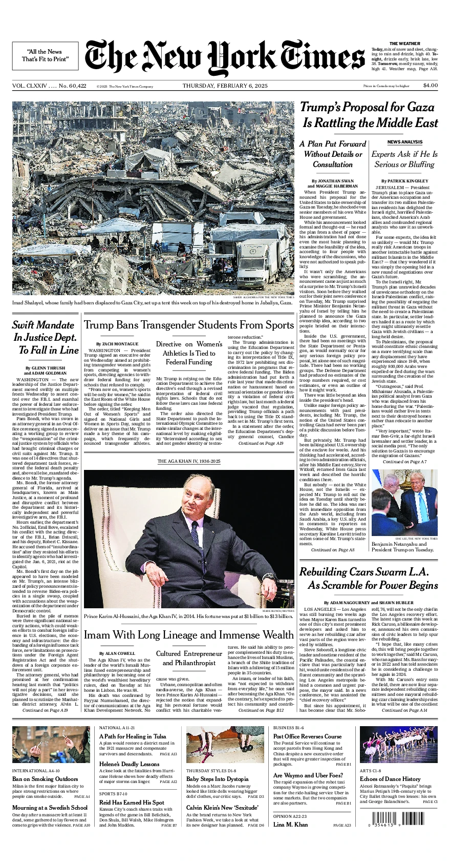 Prima-pagina-del-New-York-Times-edizione-di-oggi-2025-02-06