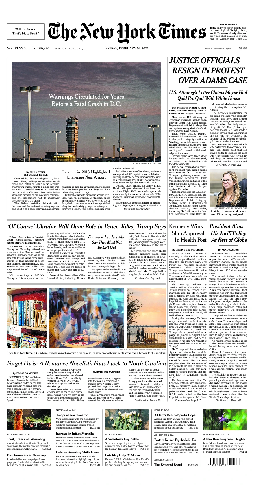 Prima-pagina-del-New-York-Times-edizione-di-oggi-2025-02-14