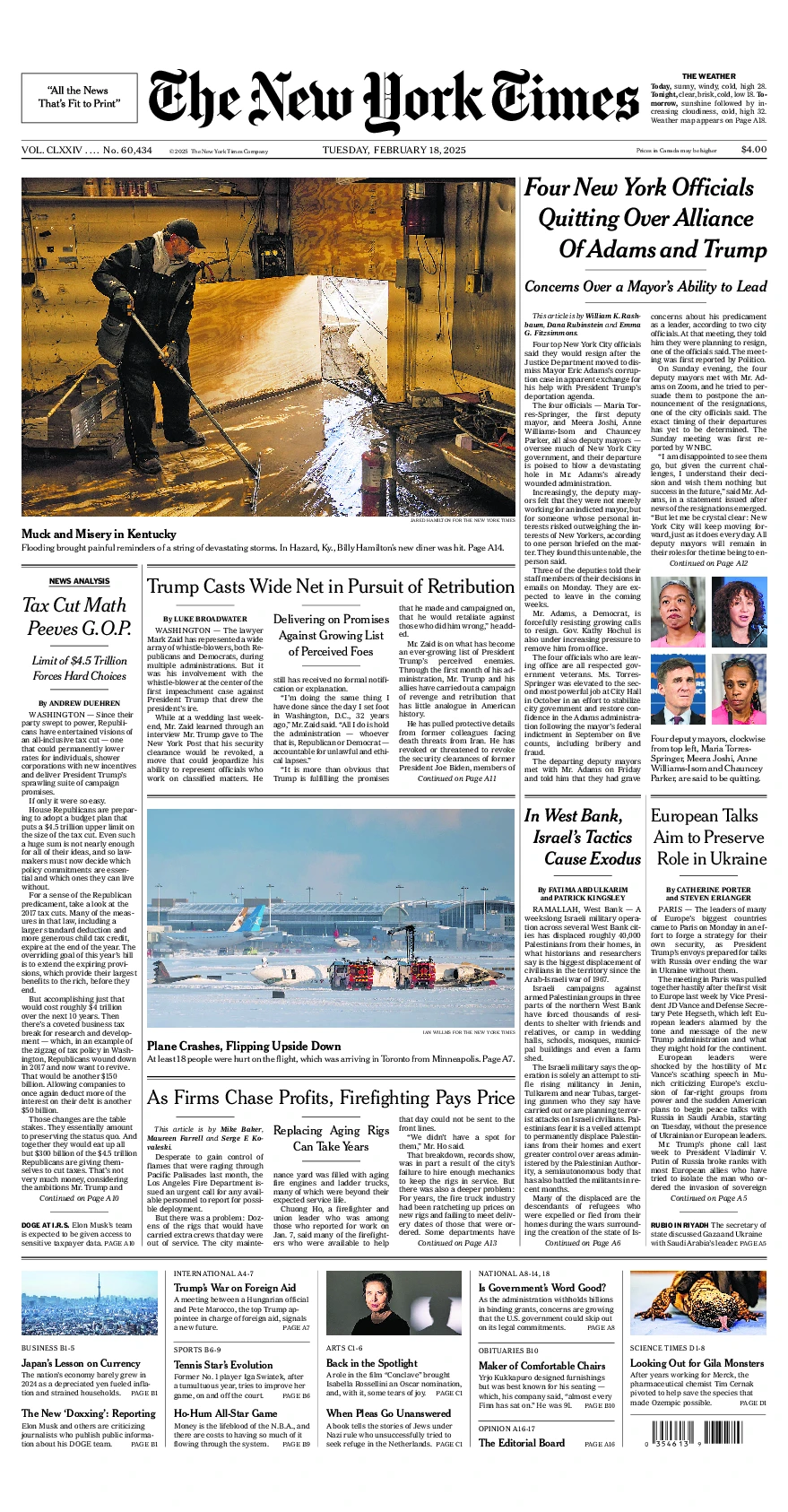 Prima-pagina-del-New-York-Times-edizione-di-oggi-2025-02-18