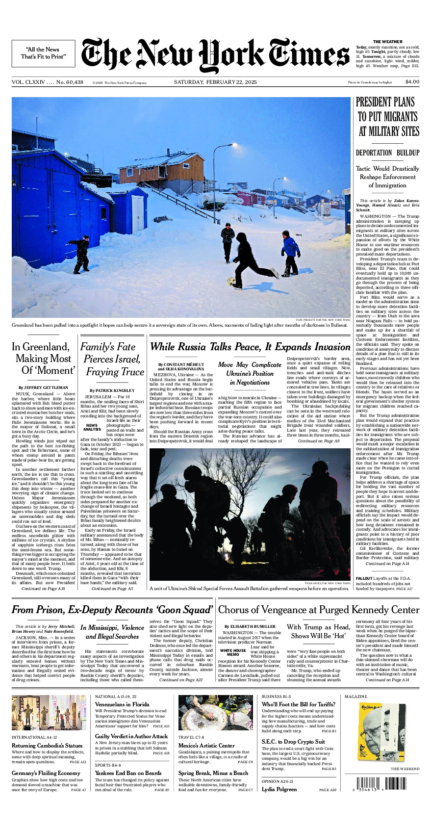 Prima-pagina-del-New-York-Times-edizione-di-oggi-2025-02-22