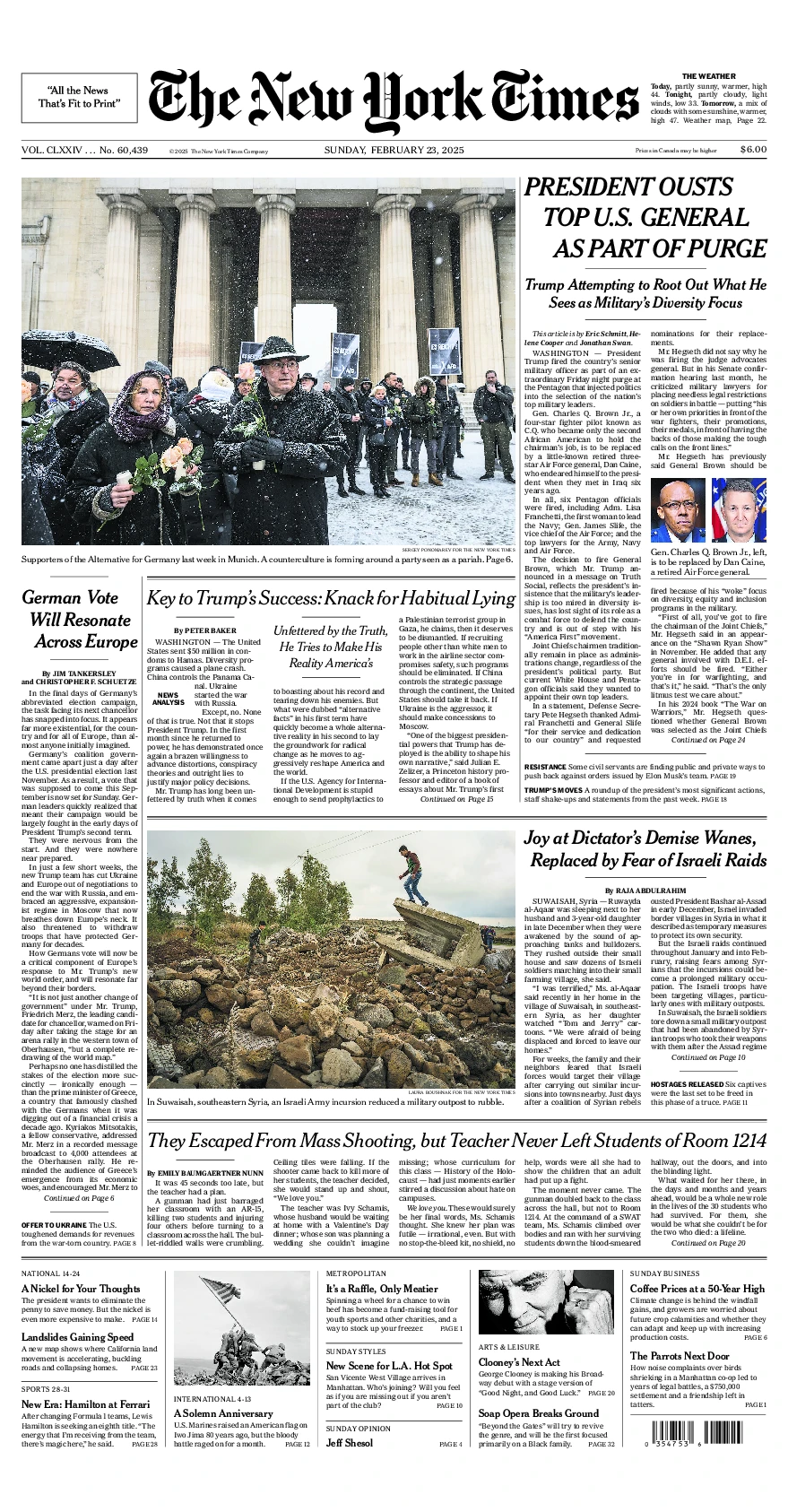 Prima-pagina-del-New-York-Times-edizione-di-oggi-2025-02-23