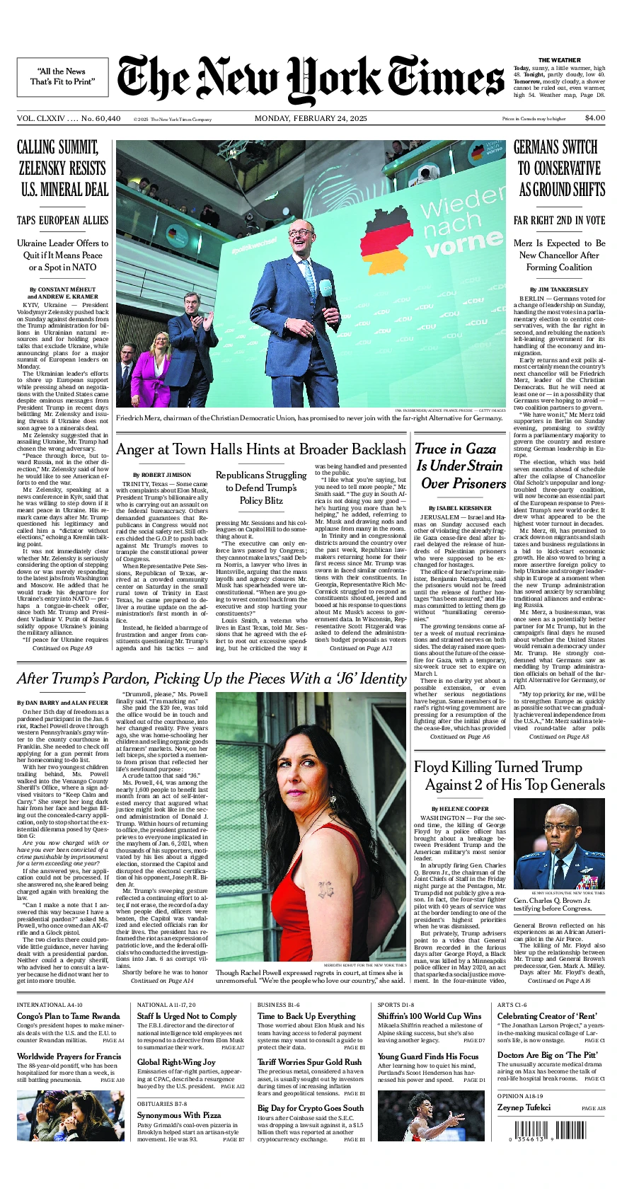 Prima-pagina-del-New-York-Times-edizione-di-oggi-2025-02-24