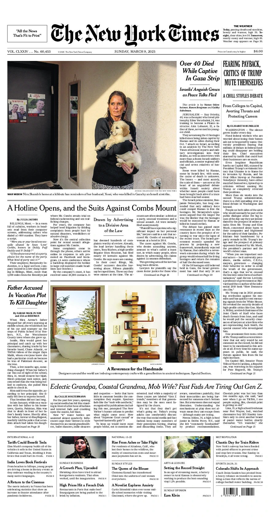 Prima-pagina-del-New-York-Times-edizione-di-oggi-2025-03-09