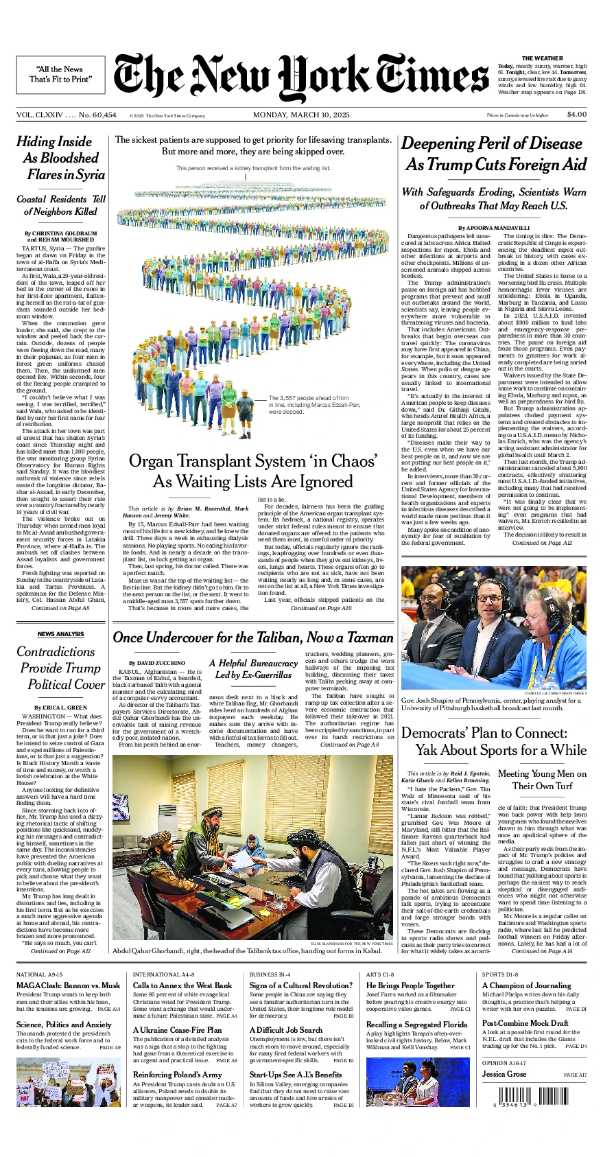 Prima-pagina-del-New-York-Times-edizione-di-oggi-2025-03-10