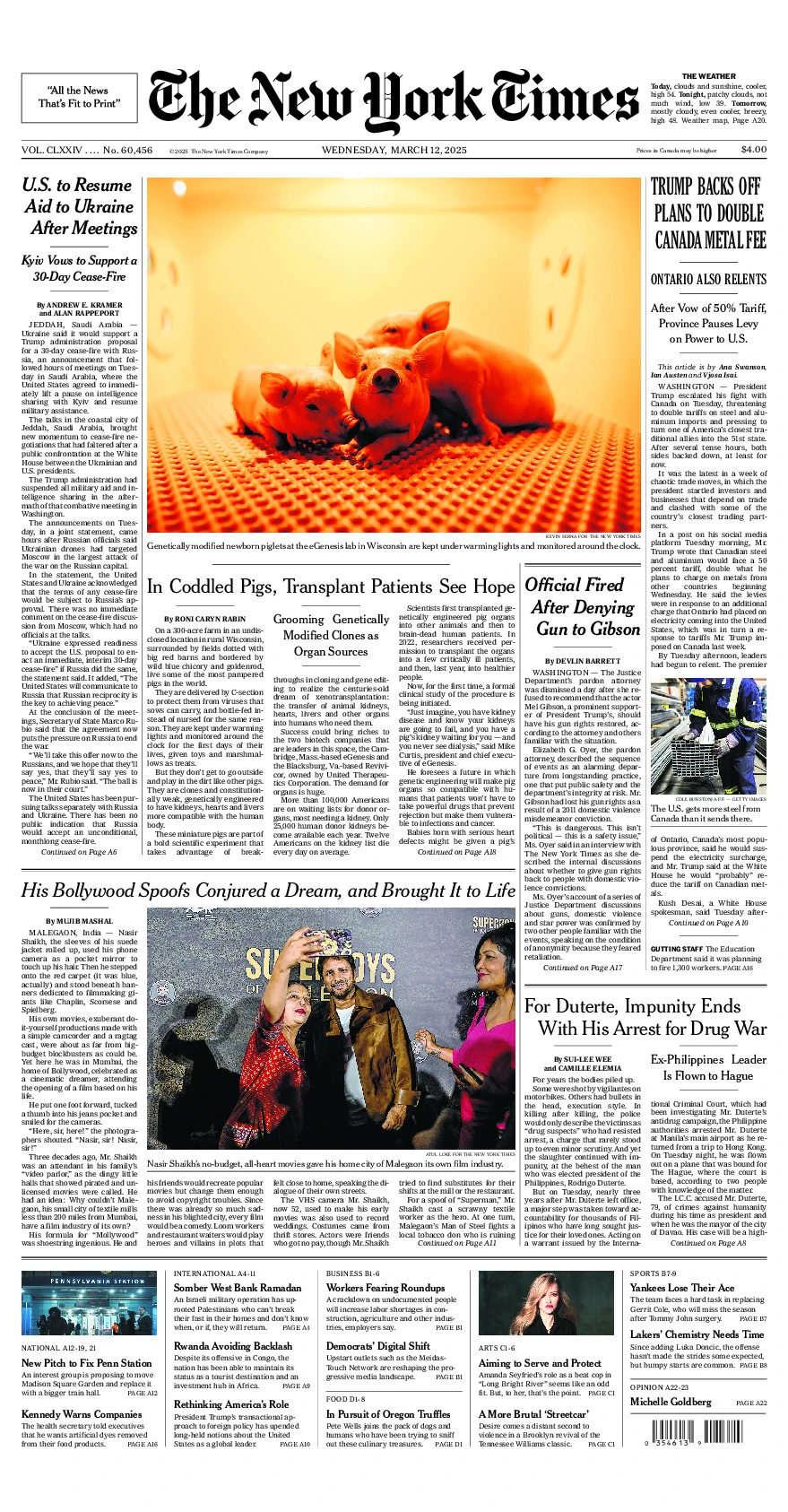 Prima-pagina-del-New-York-Times-edizione-di-oggi-2025-03-12