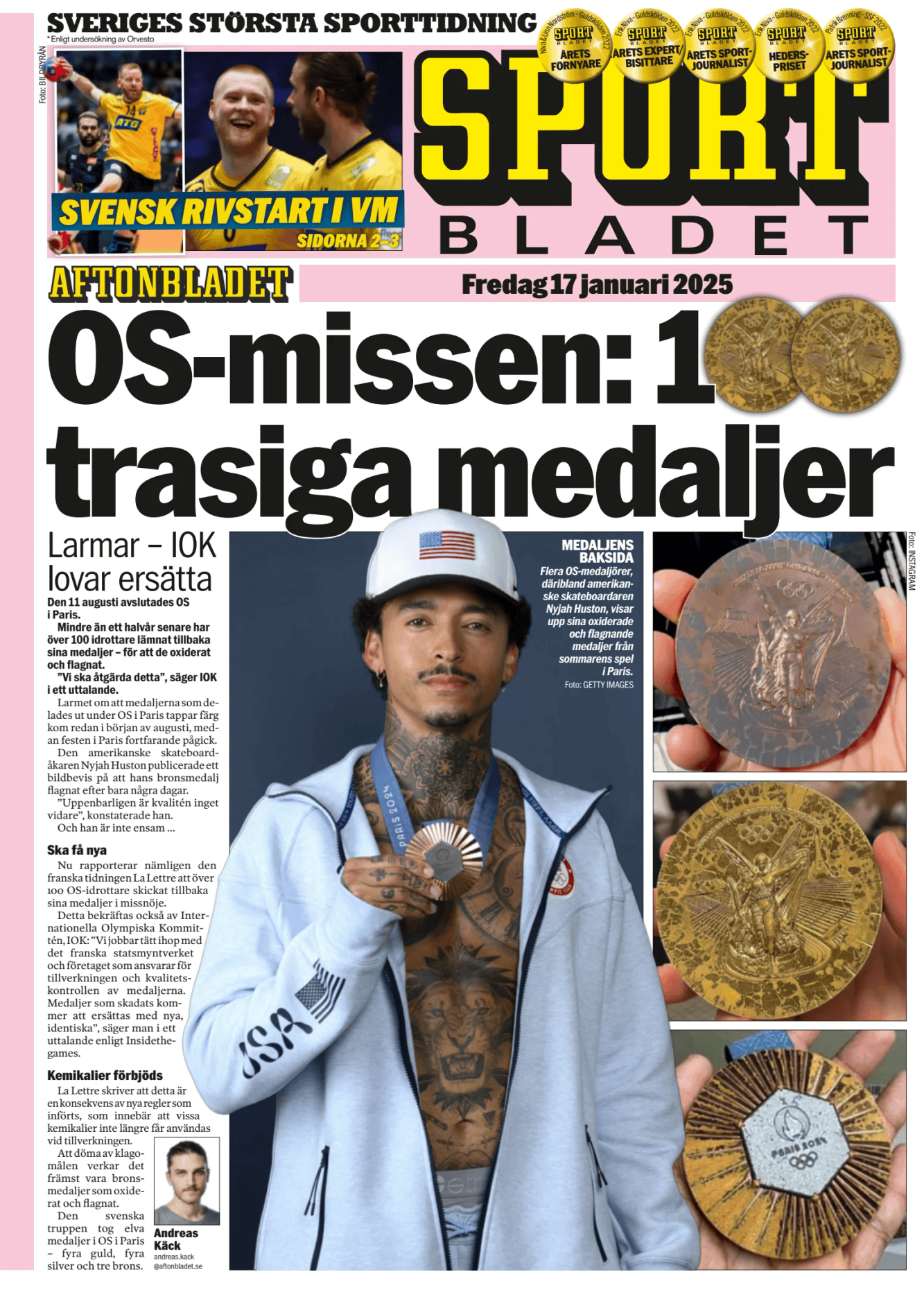 Prima-pagina-Sportbladet-oggi-edizione-di-oggi-20250117