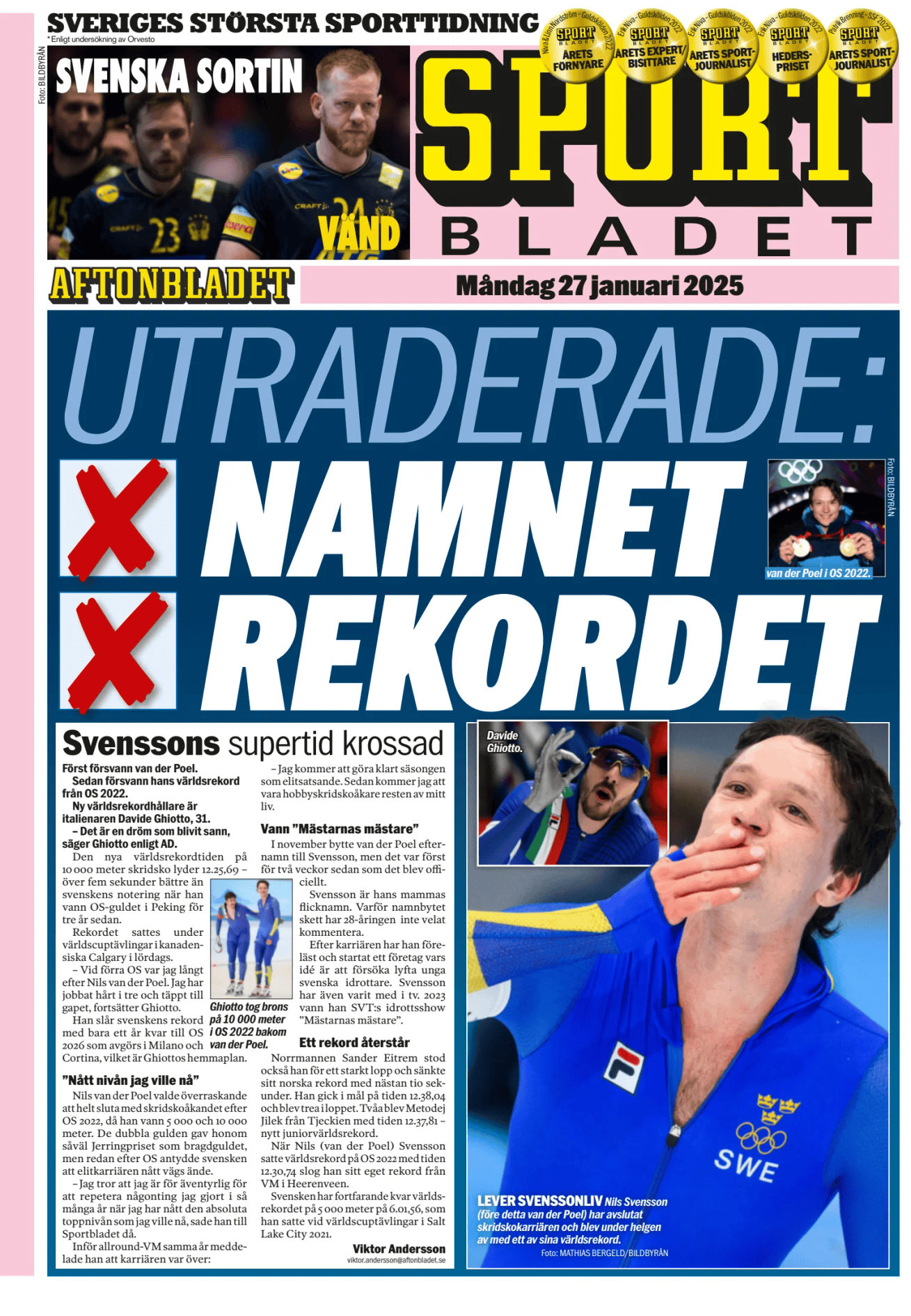 Prima-pagina-Sportbladet-oggi-edizione-di-oggi-20250127