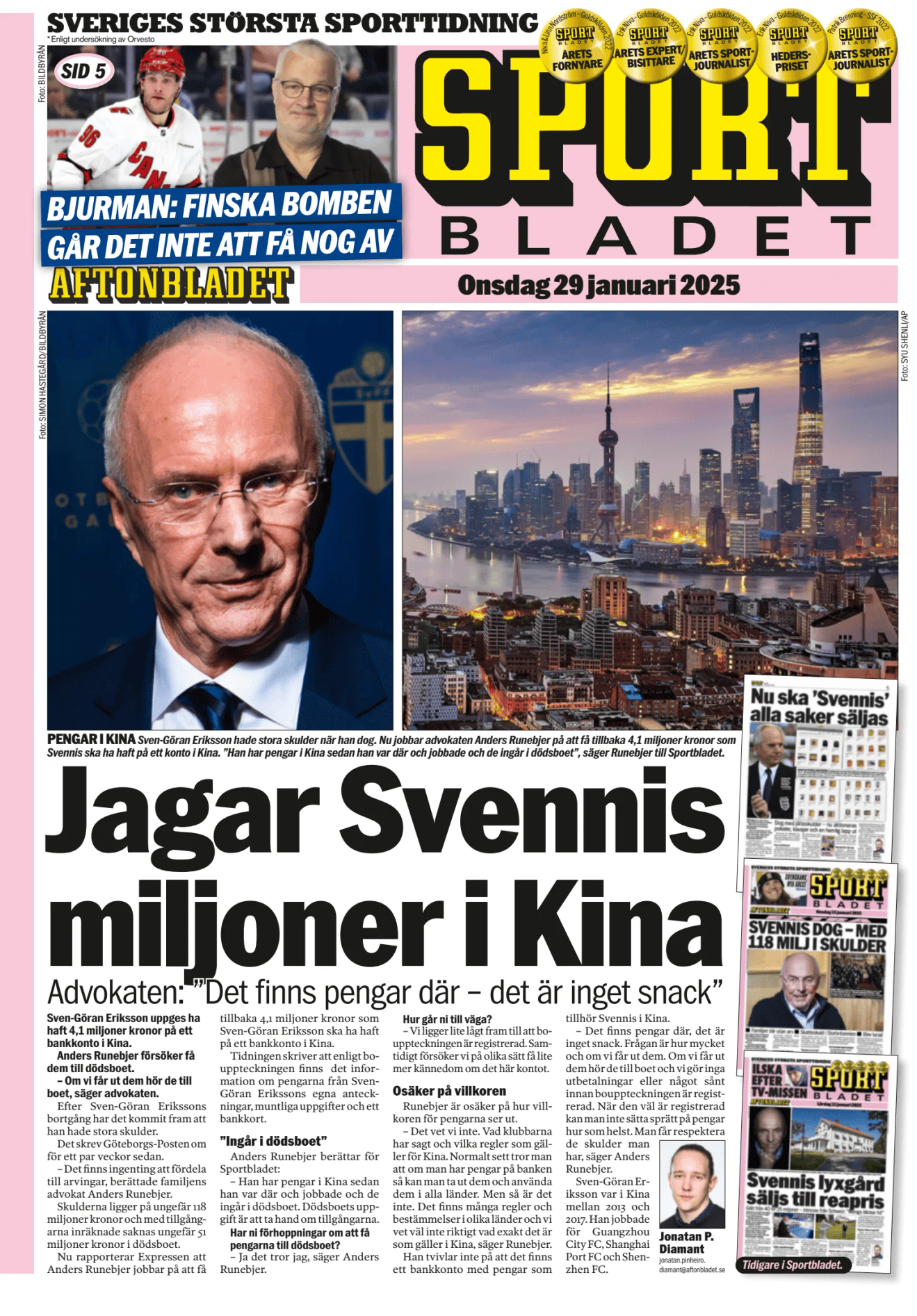 Prima-pagina-Sportbladet-oggi-edizione-di-oggi-20250129